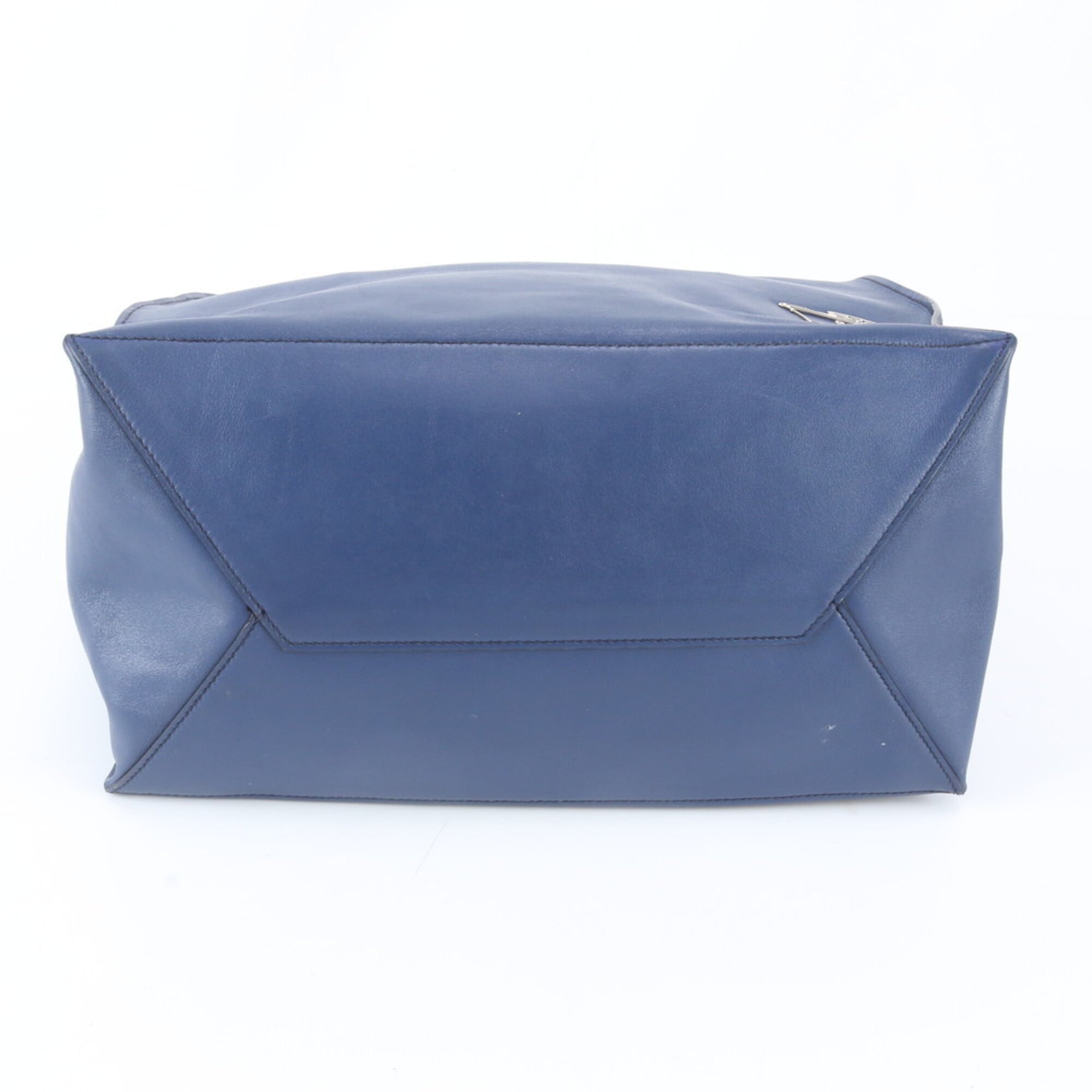 Prada Blue Leather Handbag Tote Bag (Pre-Owned)
