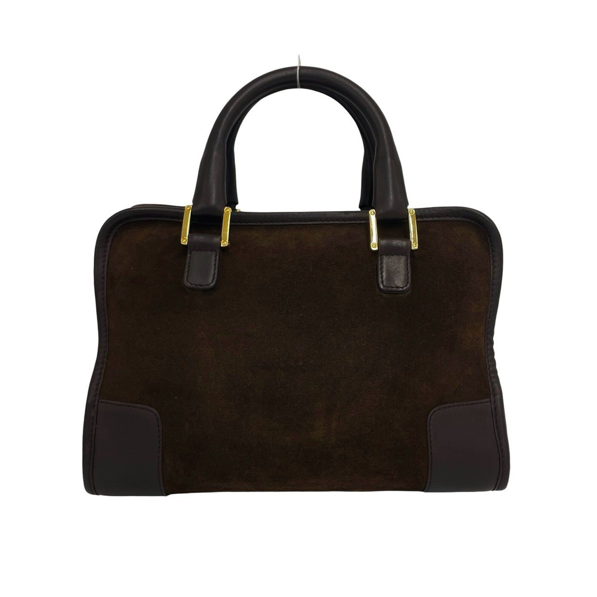 Loewe Brown Suede Leather Boston Bag Handbag (Pre-Owned)