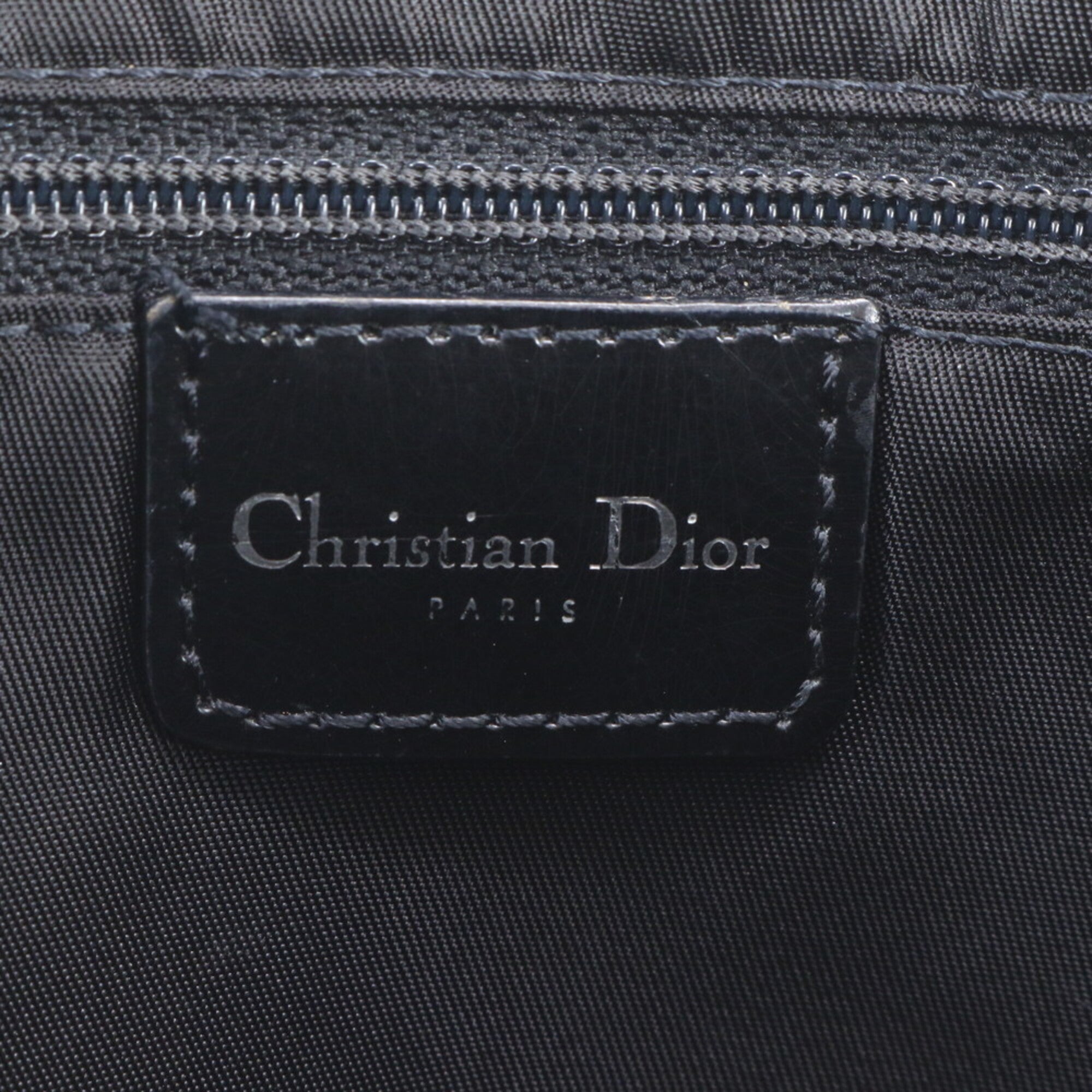 Christian Dior Black Leather Canvas Handbag Shoulder Bag Tote Bag (Pre-Owned)