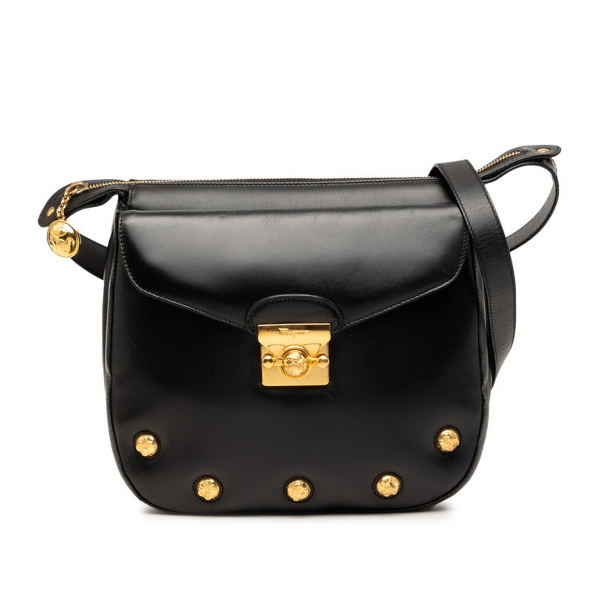 Salvatore Ferragamo Black Leather Shoulder Bag (Pre-Owned)