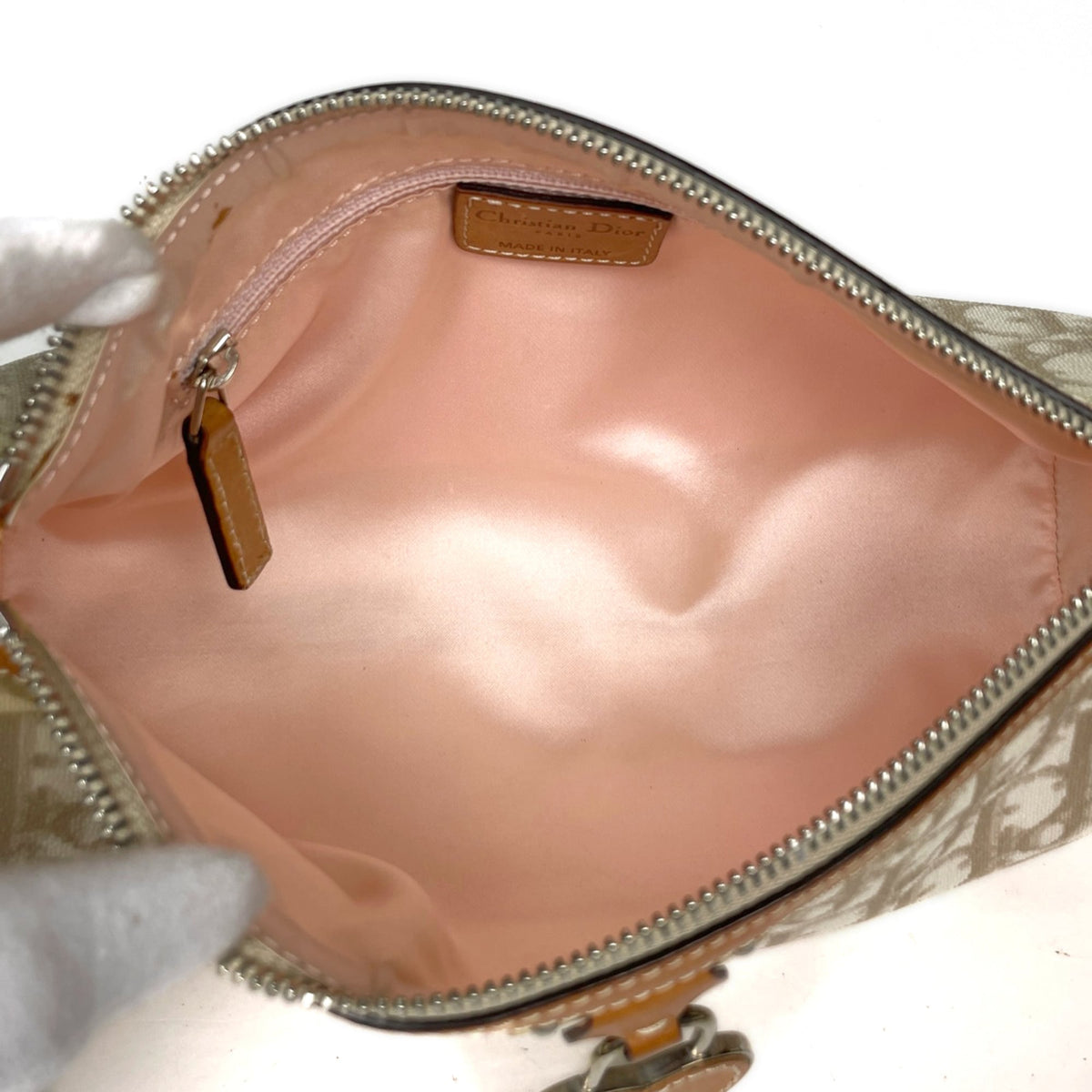 Christian Dior Brown White Coated Canvas Leather Shoulder Bag (Pre-Owned)