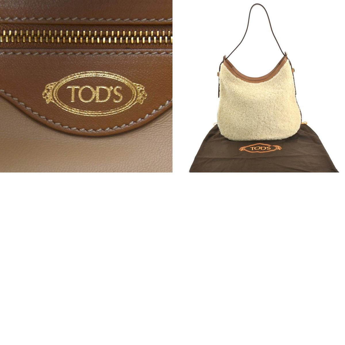 Tod's Beige Brown Leather Shoulder Bag (Pre-Owned)