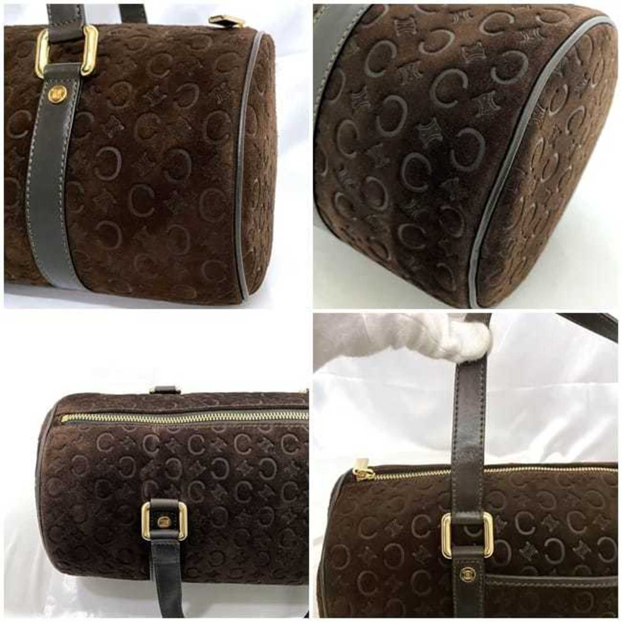 Celine Brown Suede Leather Boston Bag Handbag (Pre-Owned)