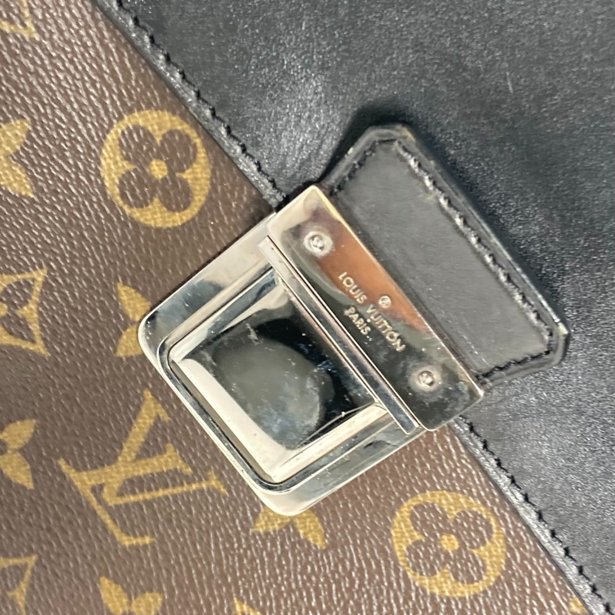 Louis Vuitton Black Brown Galle Monogram Leather Handbag (Pre-Owned)