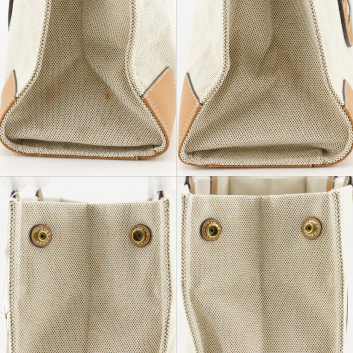 Tory Burch Beige Canvas Leather Tote Bag (Pre-Owned)