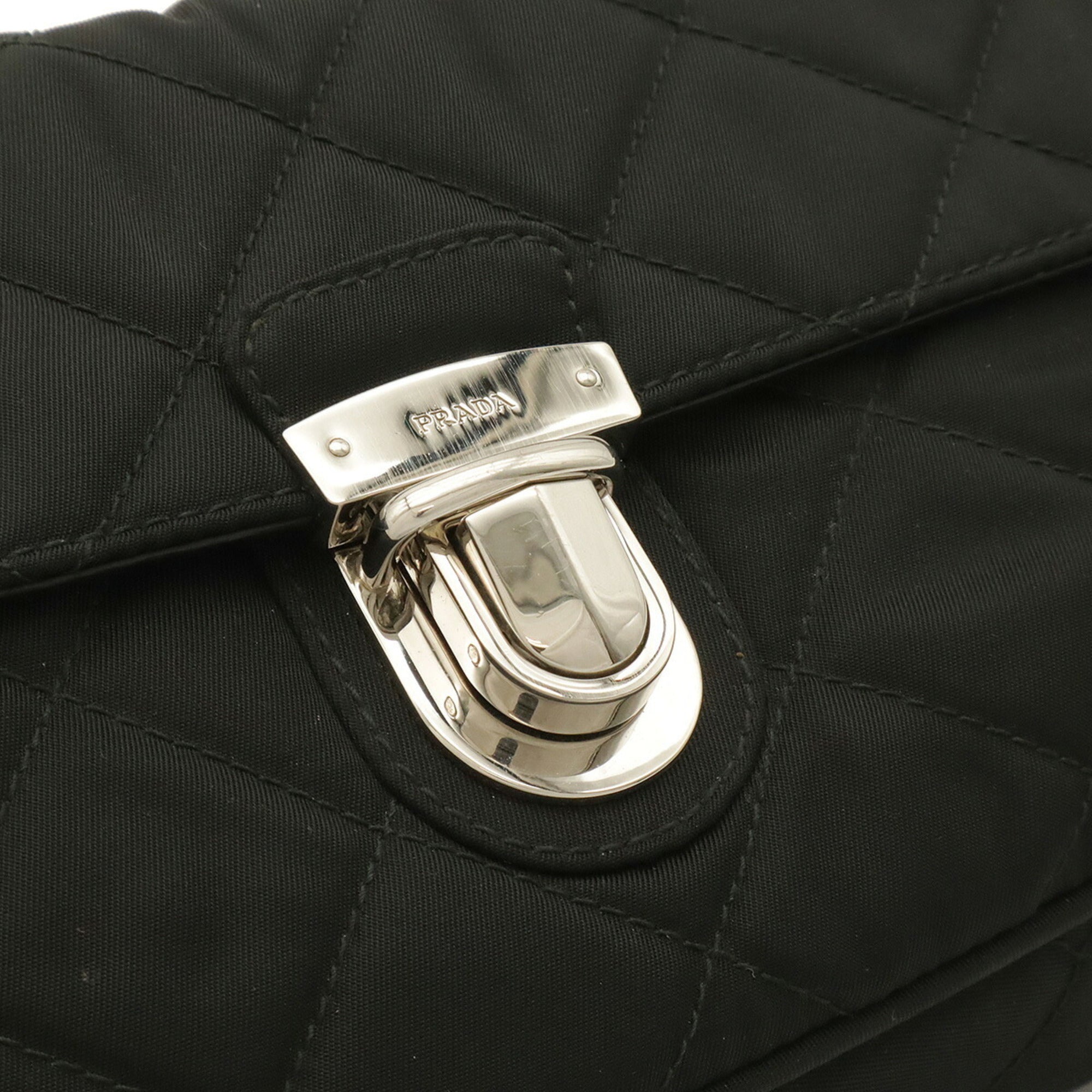 Prada Black Nero Nylon Leather Clutch Bag Pochette Shoulder Bag (Pre-Owned)