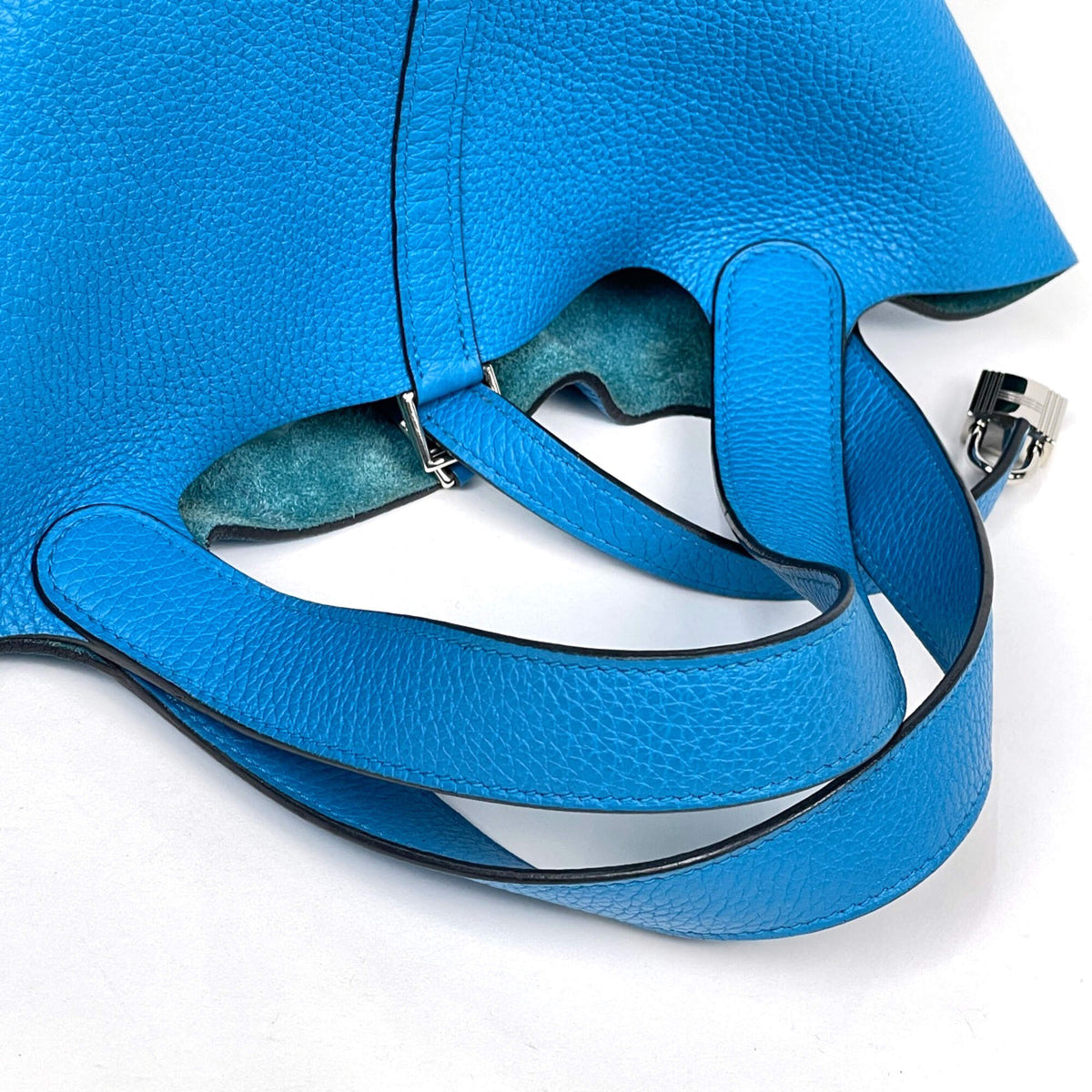 Hermes Turquoise Blue Taurillon Clemence Leather Leather Handbag (Pre-Owned)