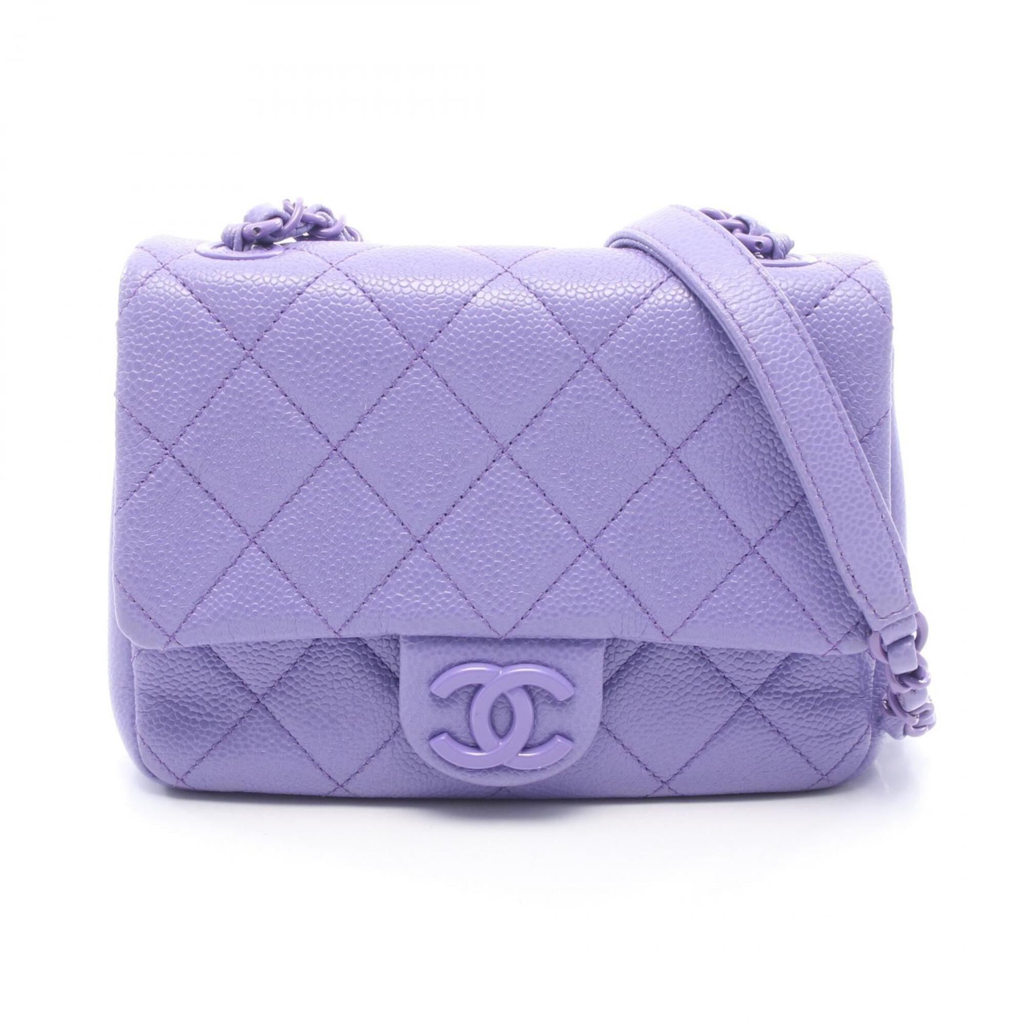 Chanel Purple Grained Calfskin Handbag Shoulder Bag (Pre-Owned)