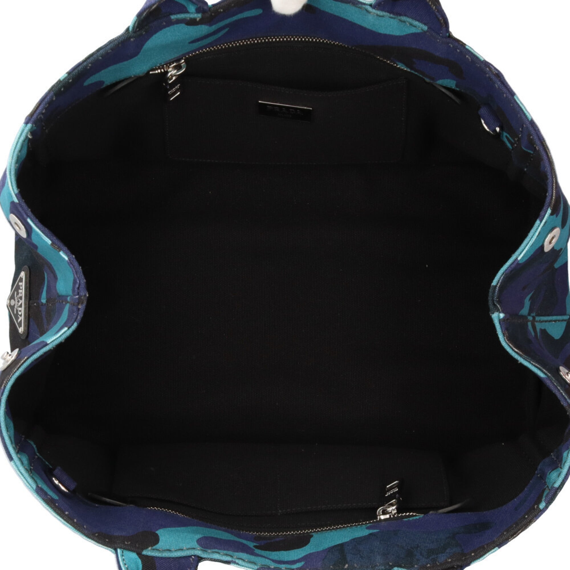 Prada Blue Camouflage Royal Canvas Handbag Shoulder Bag (Pre-Owned)