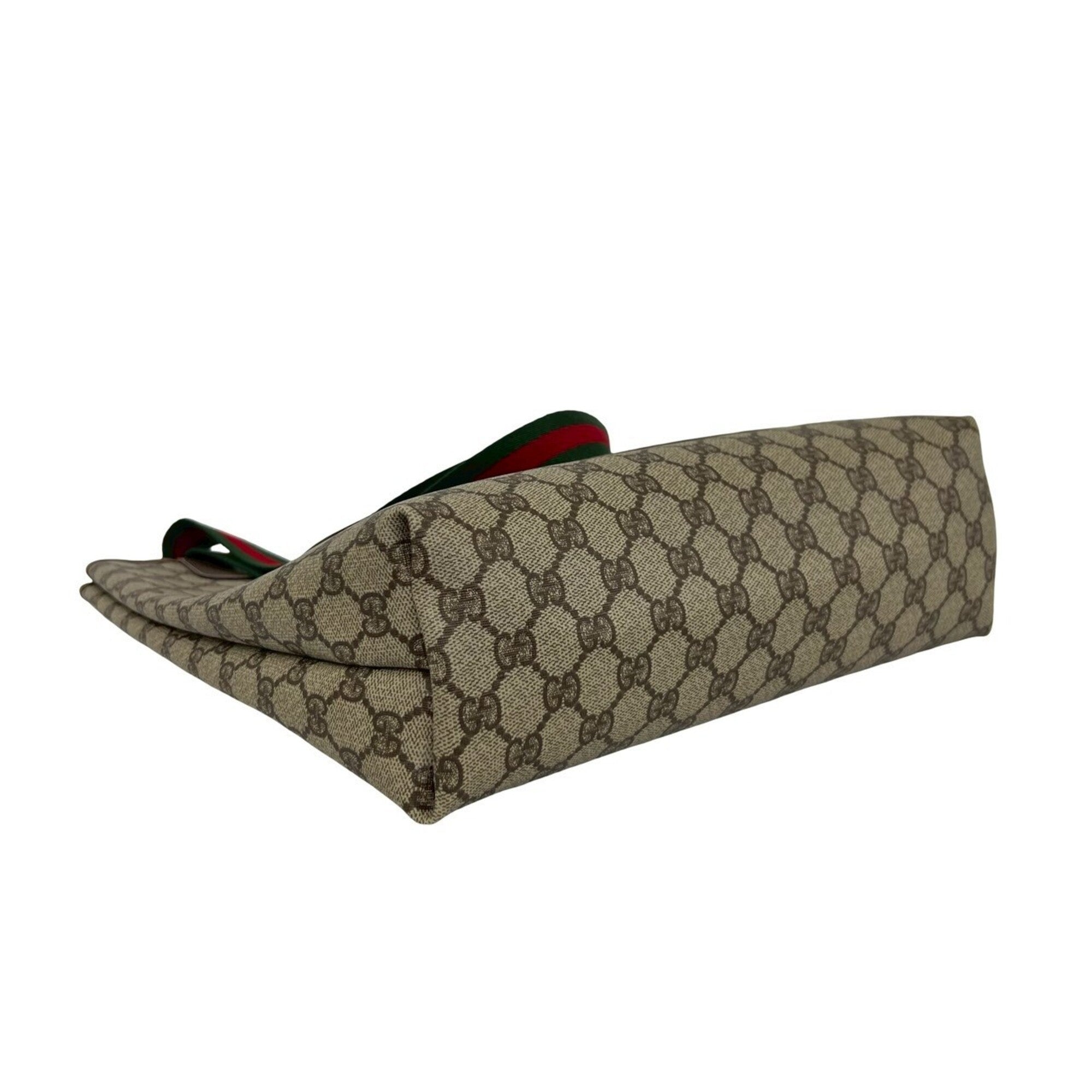 Gucci Brown Green Red Color Pvc Leather Handbag Tote Bag (Pre-Owned)