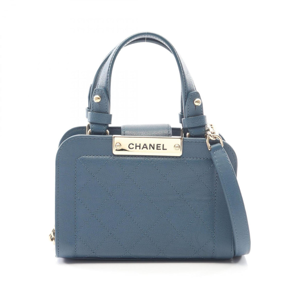 Chanel Matelasse Blue Leather Handbag Shoulder Bag (Pre-Owned)