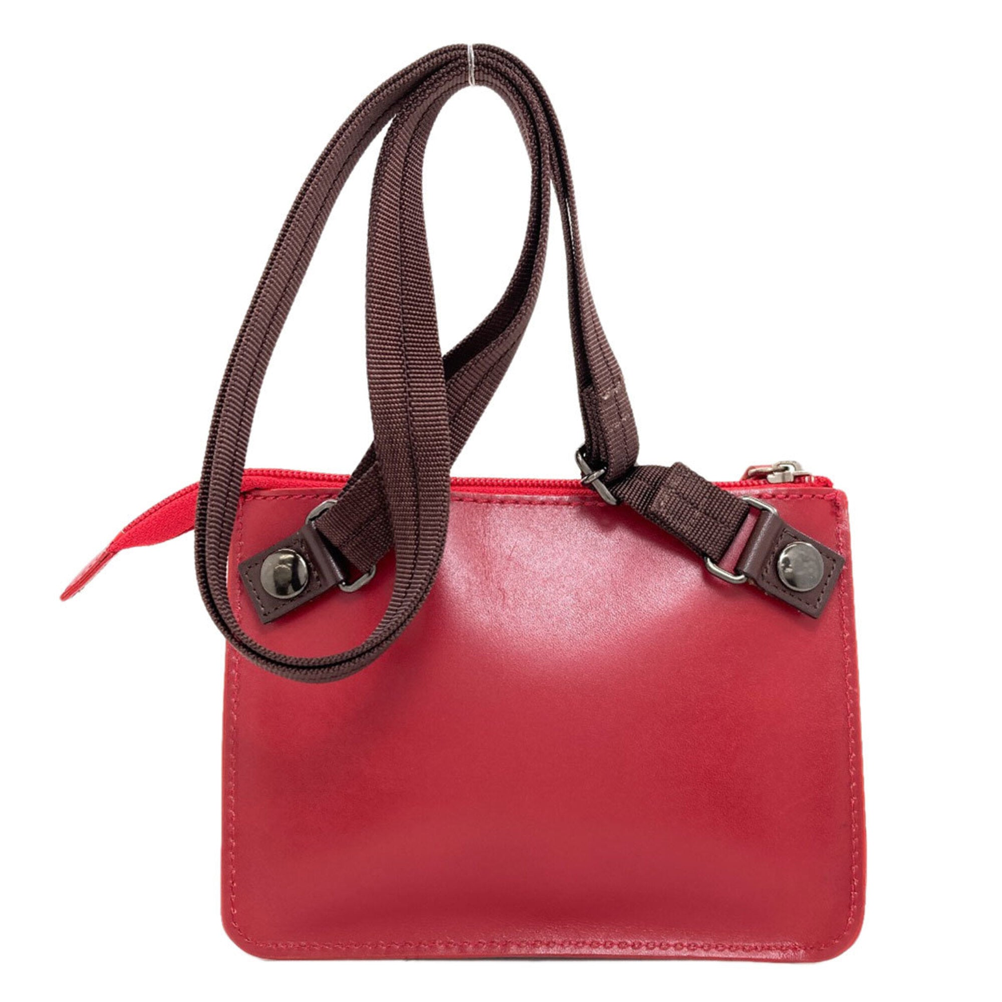 Issey Miyake Red Color Leather Shoulder Bag (Pre-Owned)