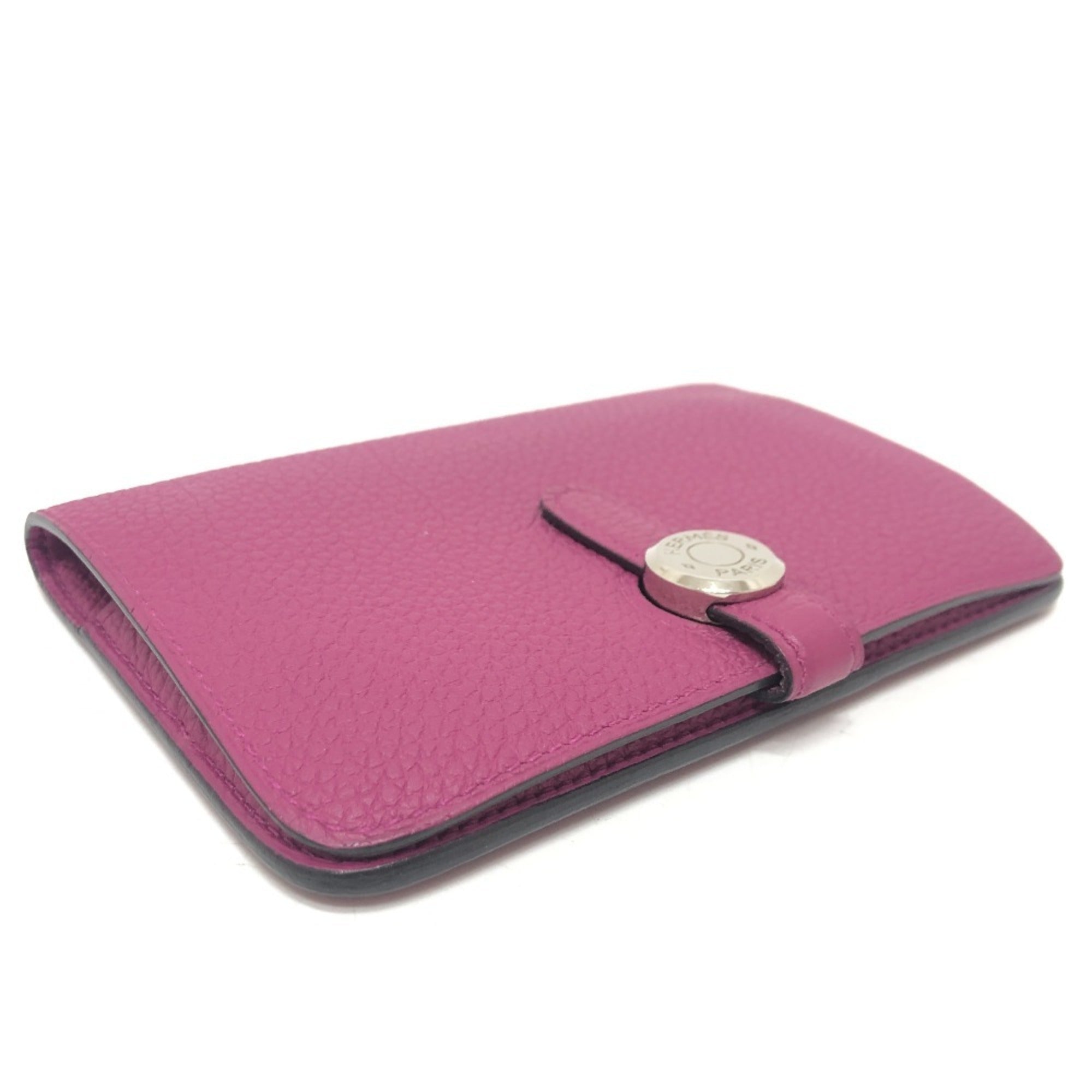 Hermes Rose Purple Taurillon Clemence Leather Card Wallet (Pre-Owned)