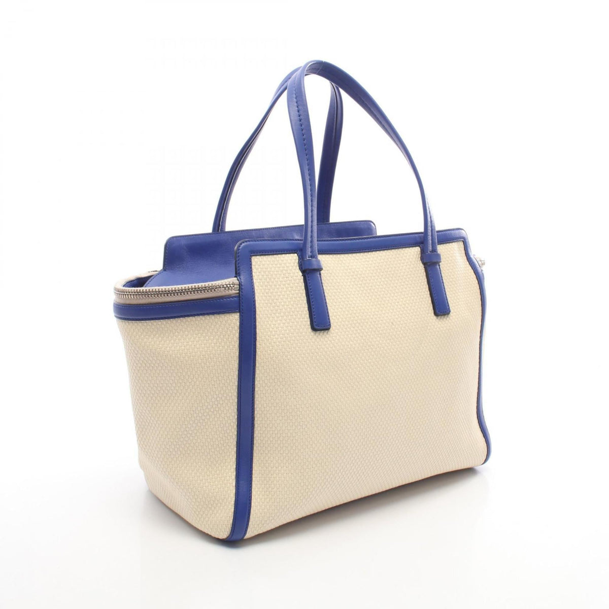 Salvatore Ferragamo Blue Ivory Canvas Leather Handbag (Pre-Owned)