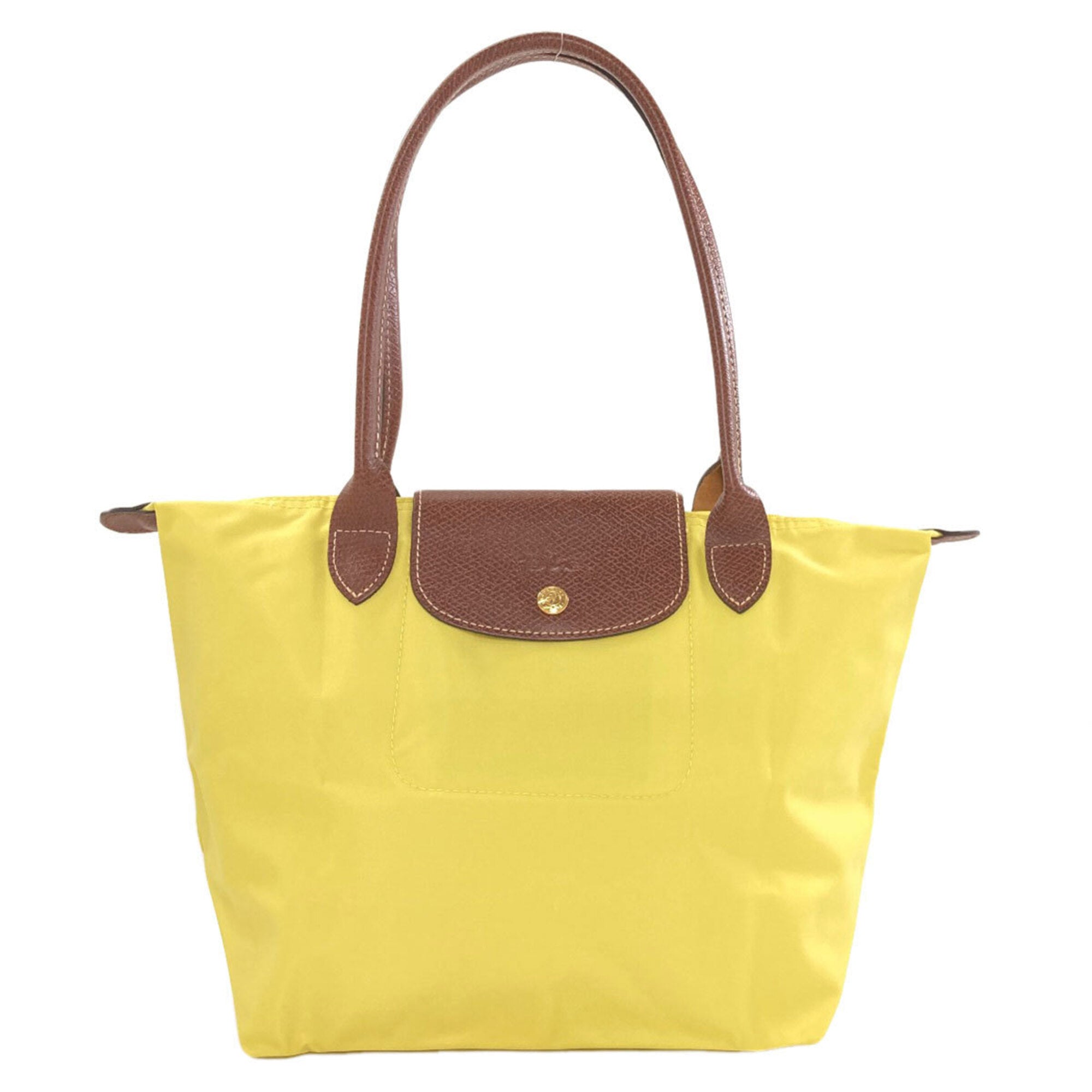 Longchamp Le Pliage Brown Yellow Nylon Tote Bag (Pre-Owned)
