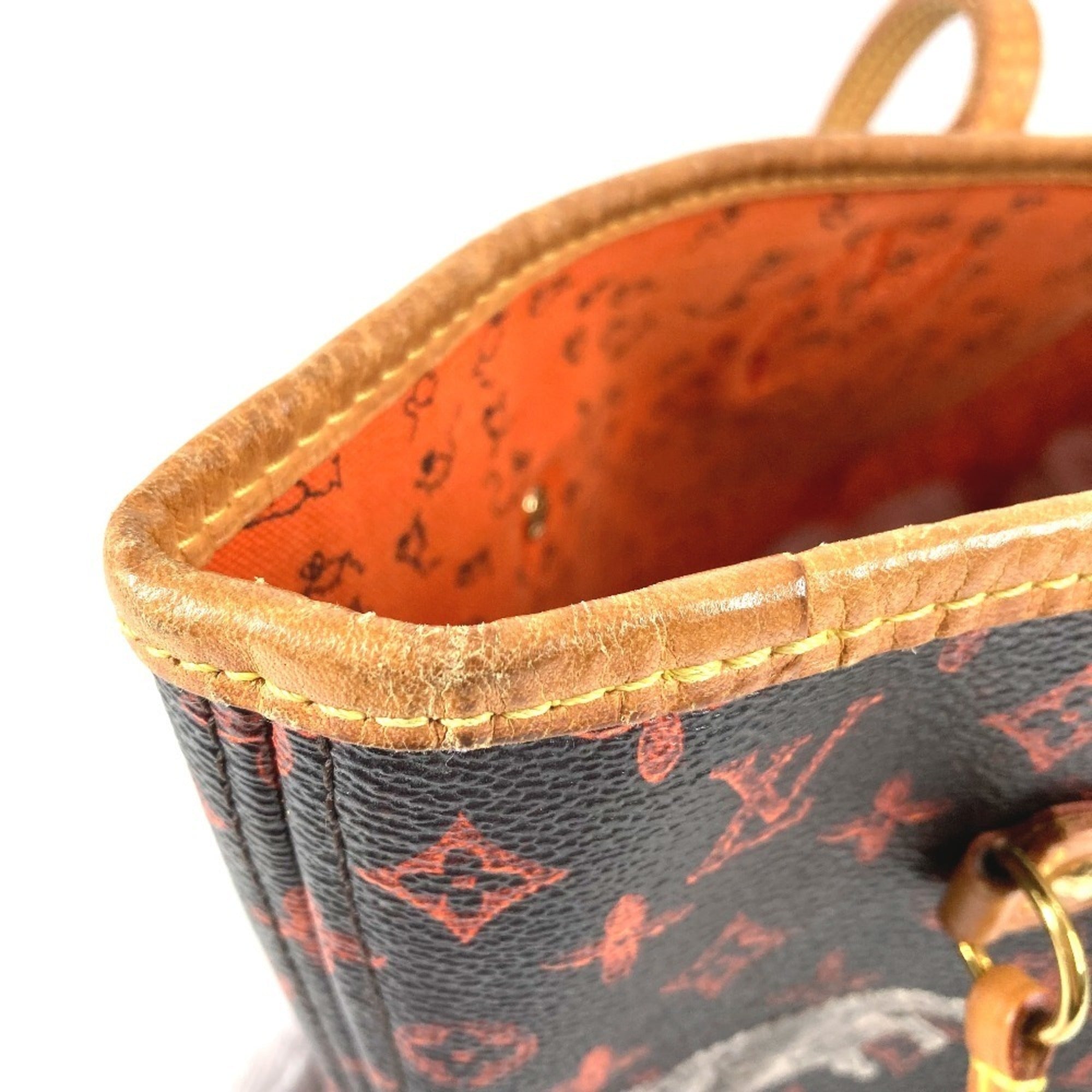 Louis Vuitton Brown Orange Monogram Leather Pouch Shoulder Bag Tote Bag (Pre-Owned)