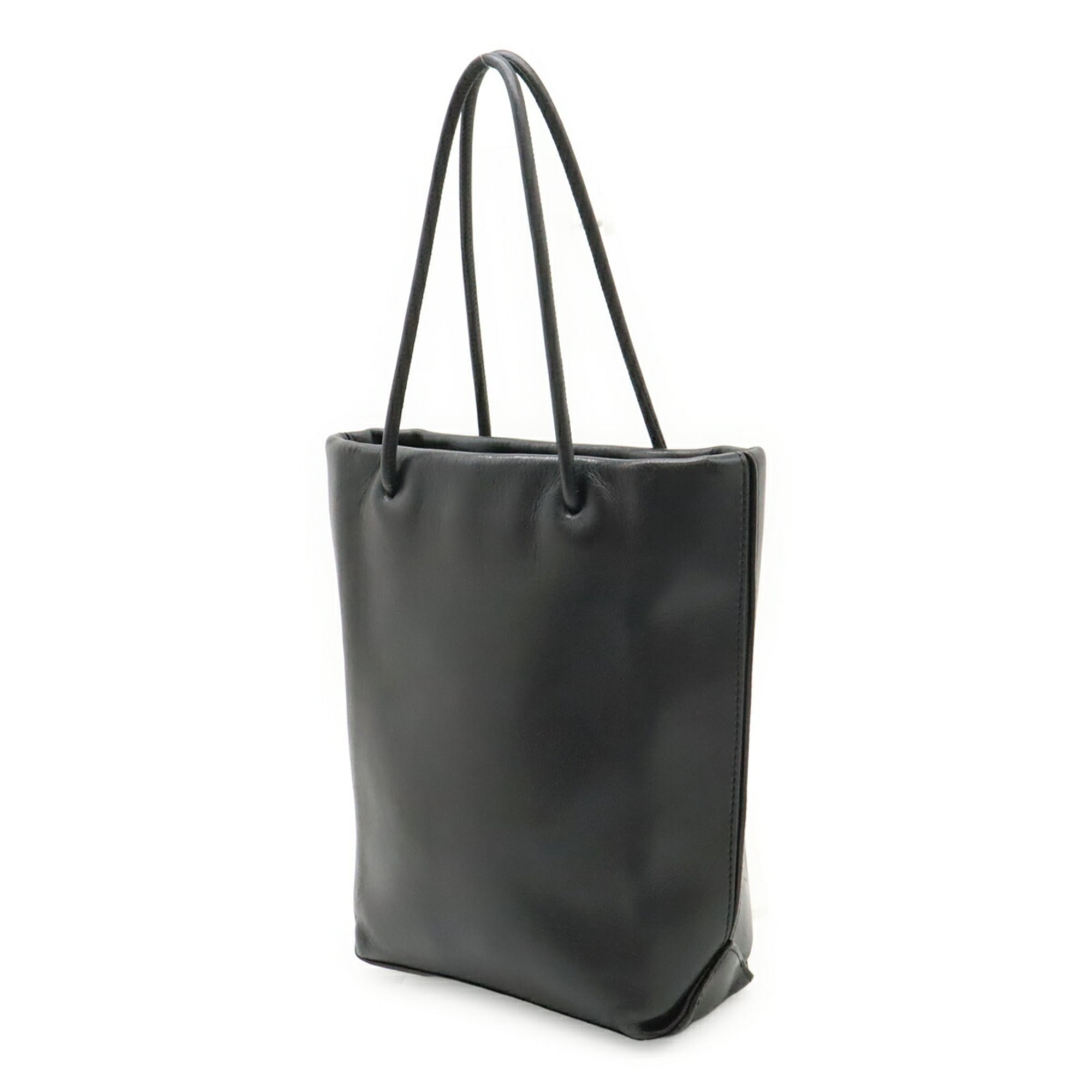Chanel Black White Leather Handbag Tote Bag (Pre-Owned)