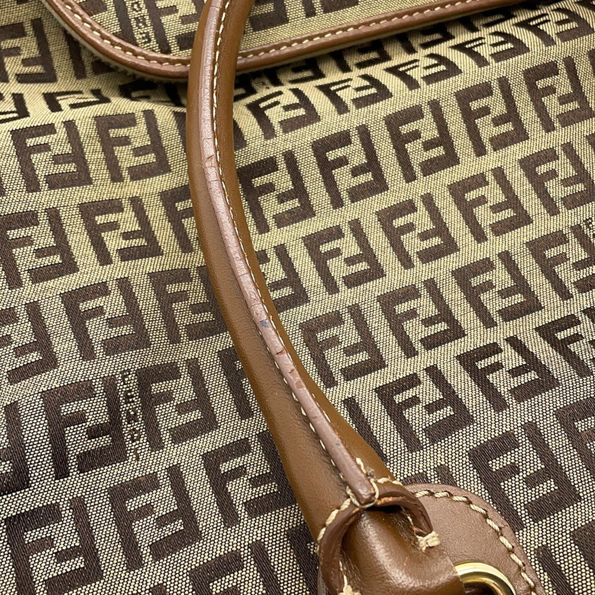 Fendi Khaki Brown Zucchino Handbag Tote Bag (Pre-Owned)