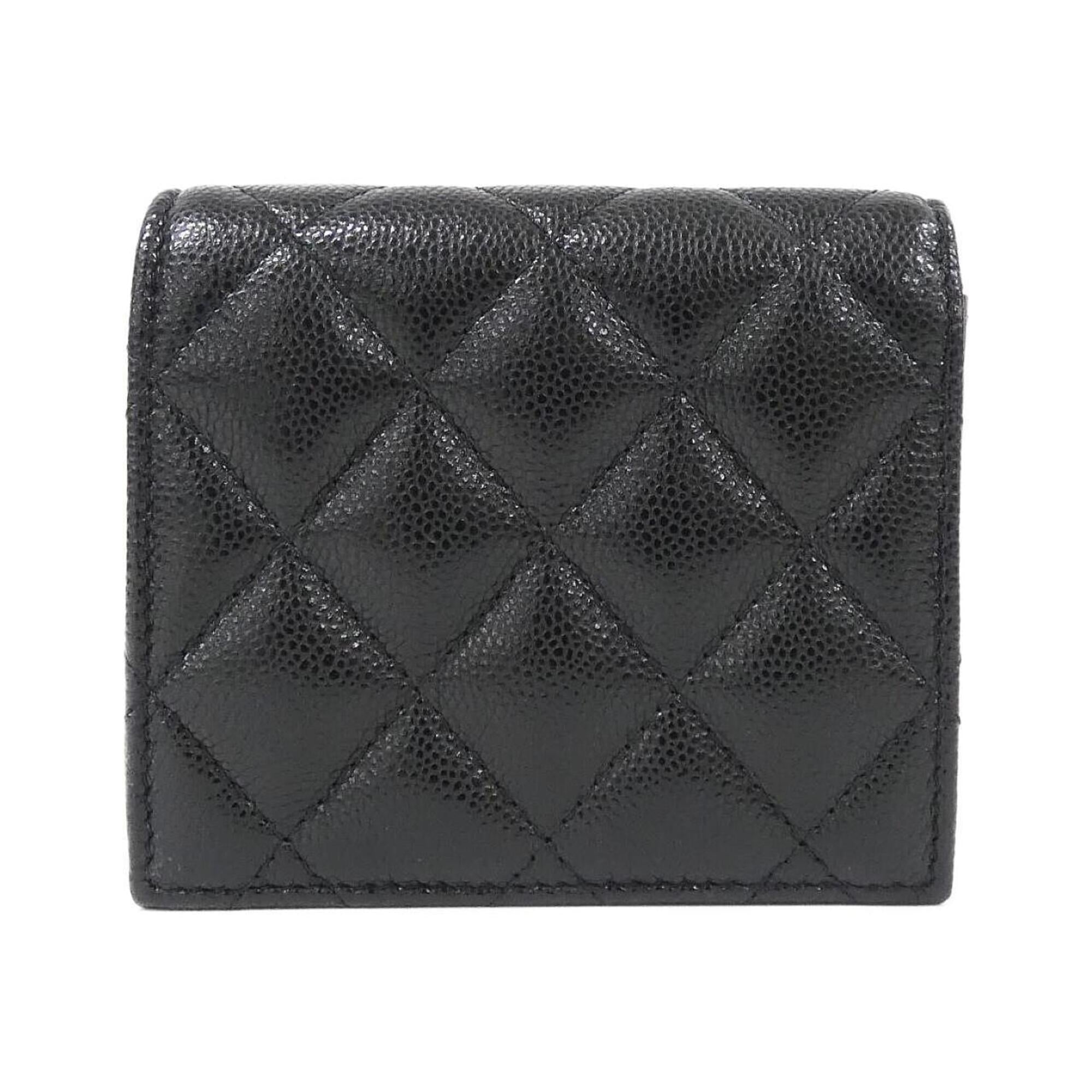 Chanel Black Grained Calfskin Wallet (Bi-Fold) (Pre-Owned)