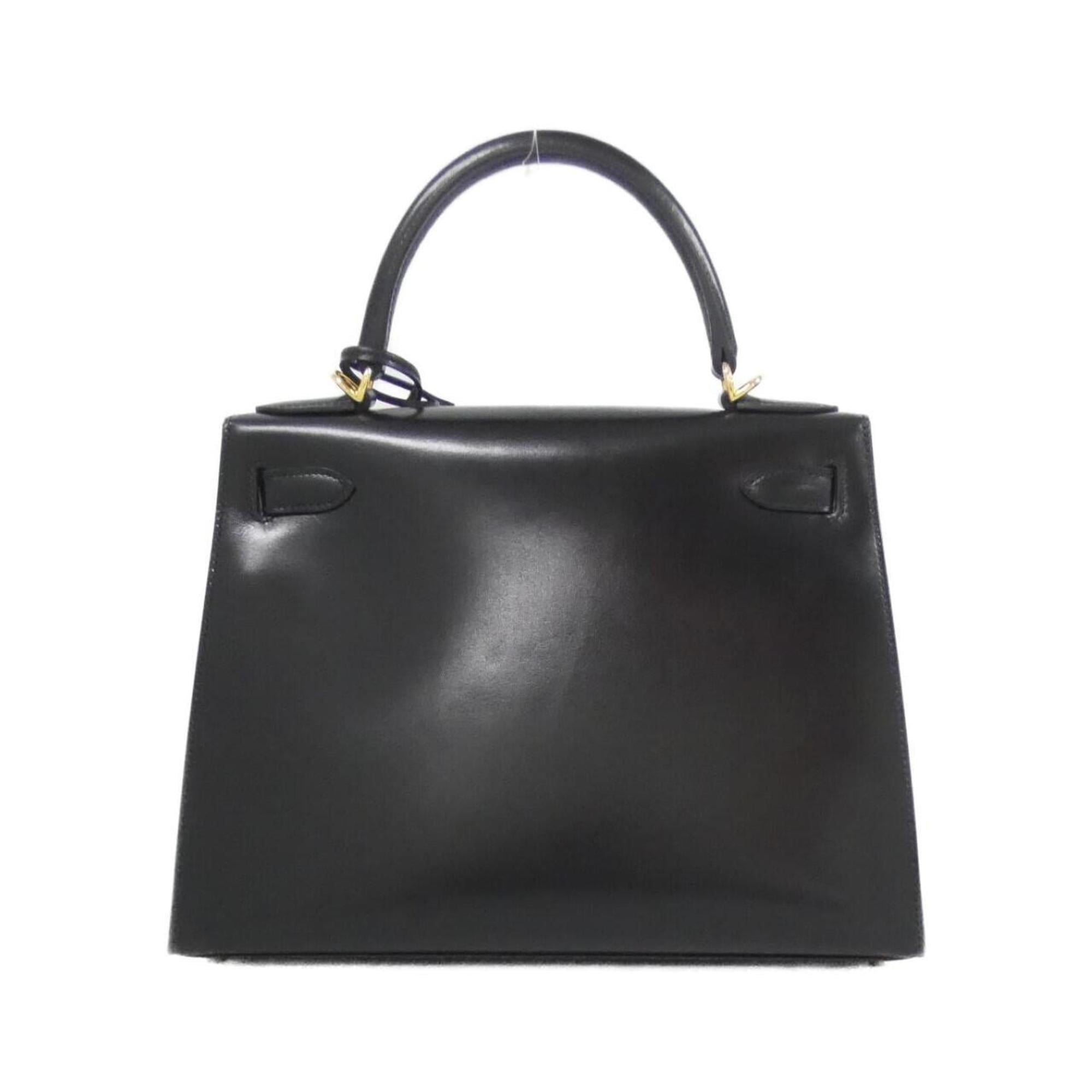 Hermes Black Box Calf Leather Handbag (Pre-Owned)