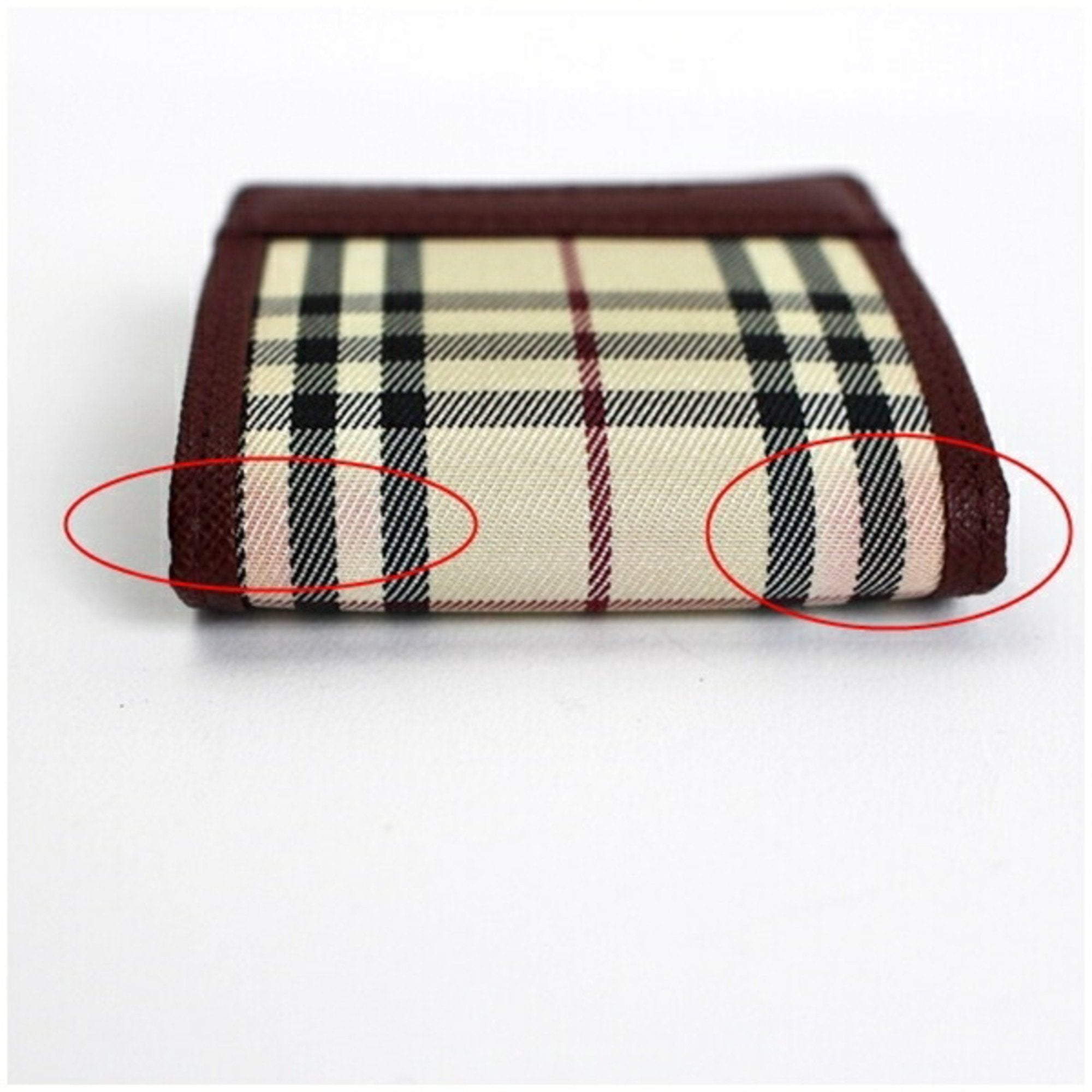 Burberry Beige Black Wine Canvas Leather Coin Purse/Coin Case (Pre-Owned)