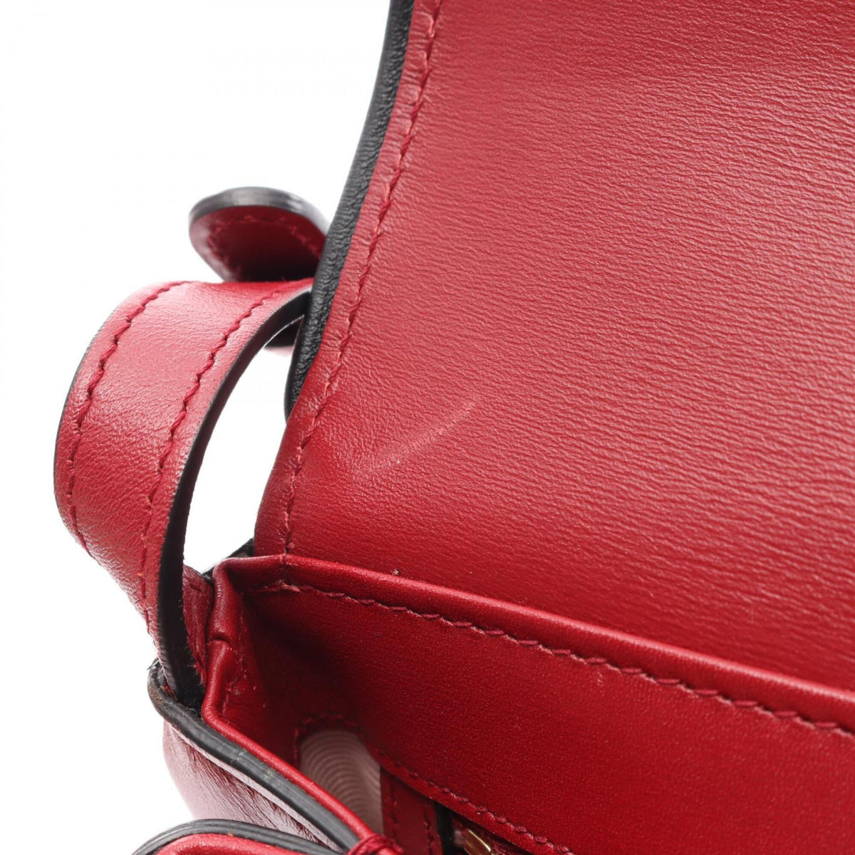 Gucci Black Red Color Leather Shoulder Bag (Pre-Owned)