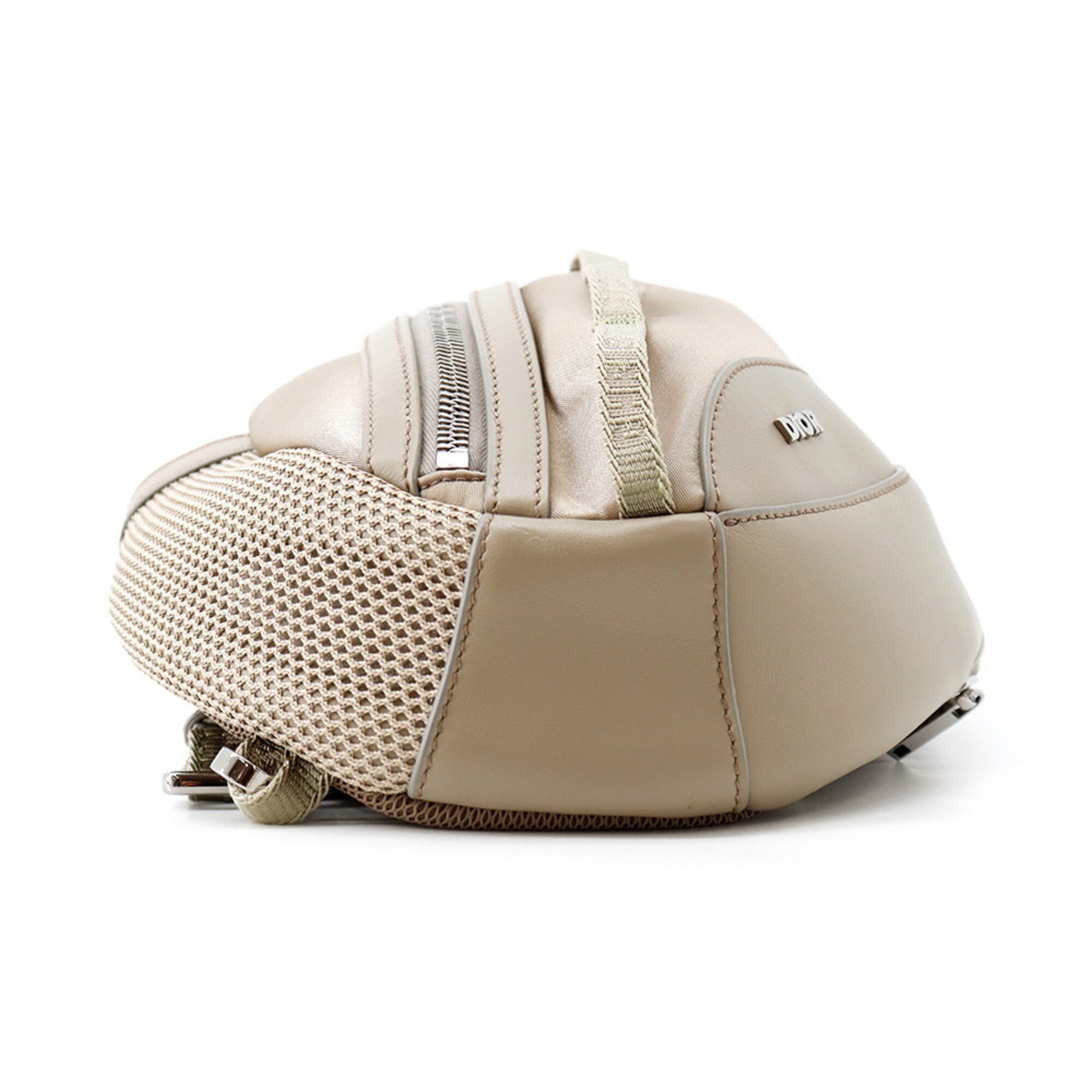 Christian Dior Beige Leather Nylon Sling Bag (Pre-Owned)