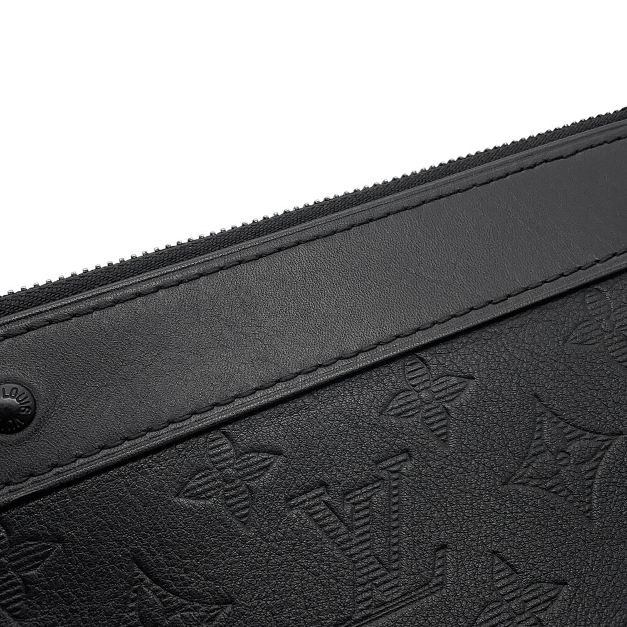Louis Vuitton Noir Monogram Shadow Clutch Bag Handbag Pochette (Pre-Owned)