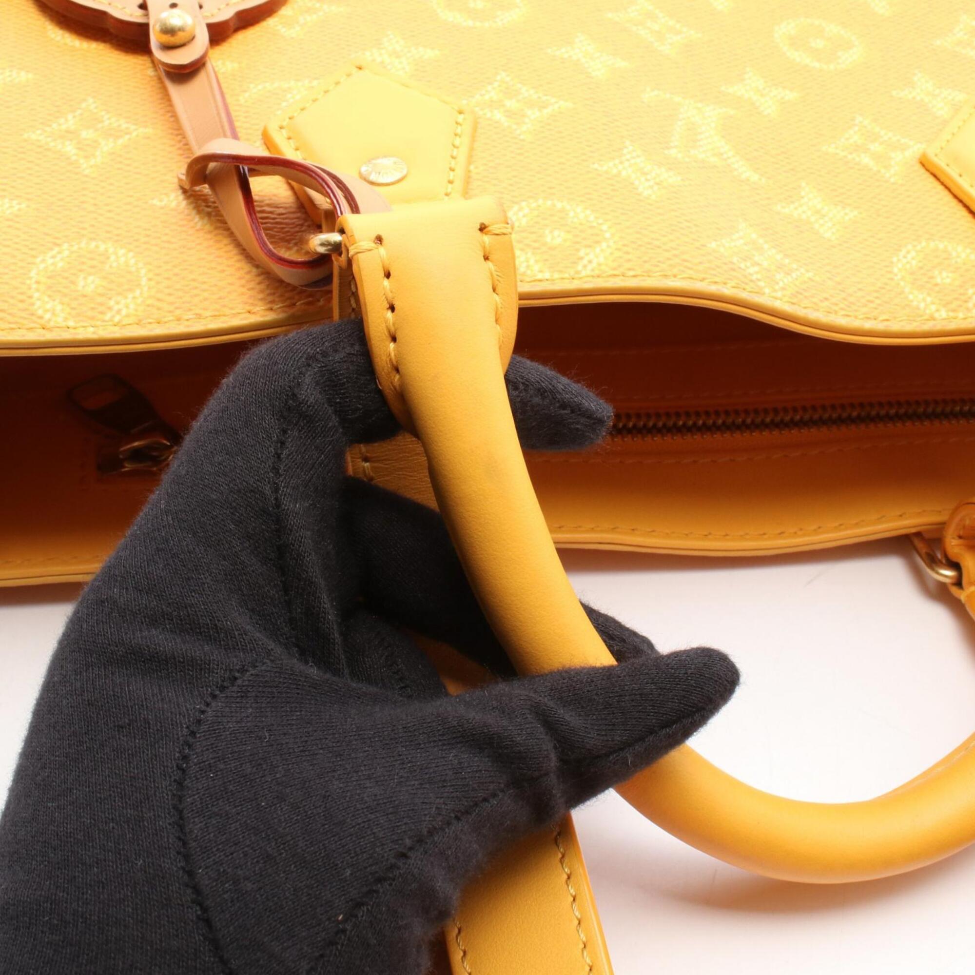Louis Vuitton Yellow Coated Canvas Leather Handbag Tote Bag (Pre-Owned)