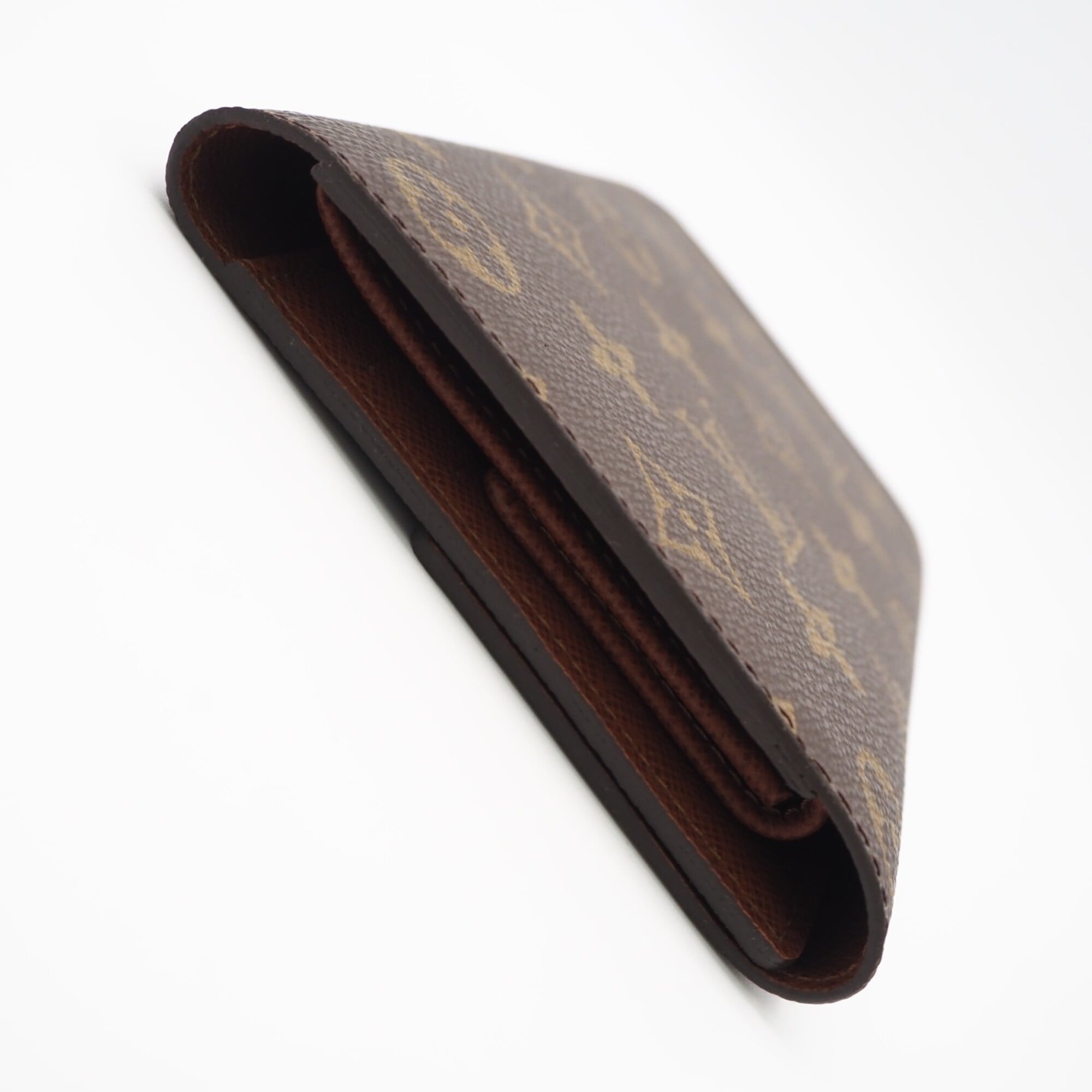 Louis Vuitton Beige Brown Coated Canvas Leather Long Wallet (Bi-Fold) (Pre-Owned)