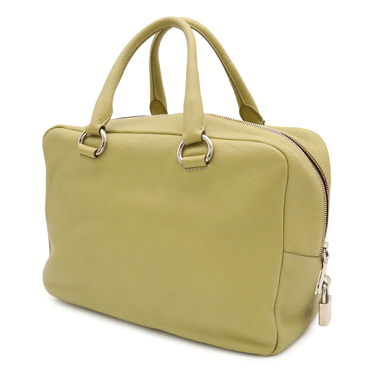 Prada Green Light Green Yellow Leather Handbag (Pre-Owned)