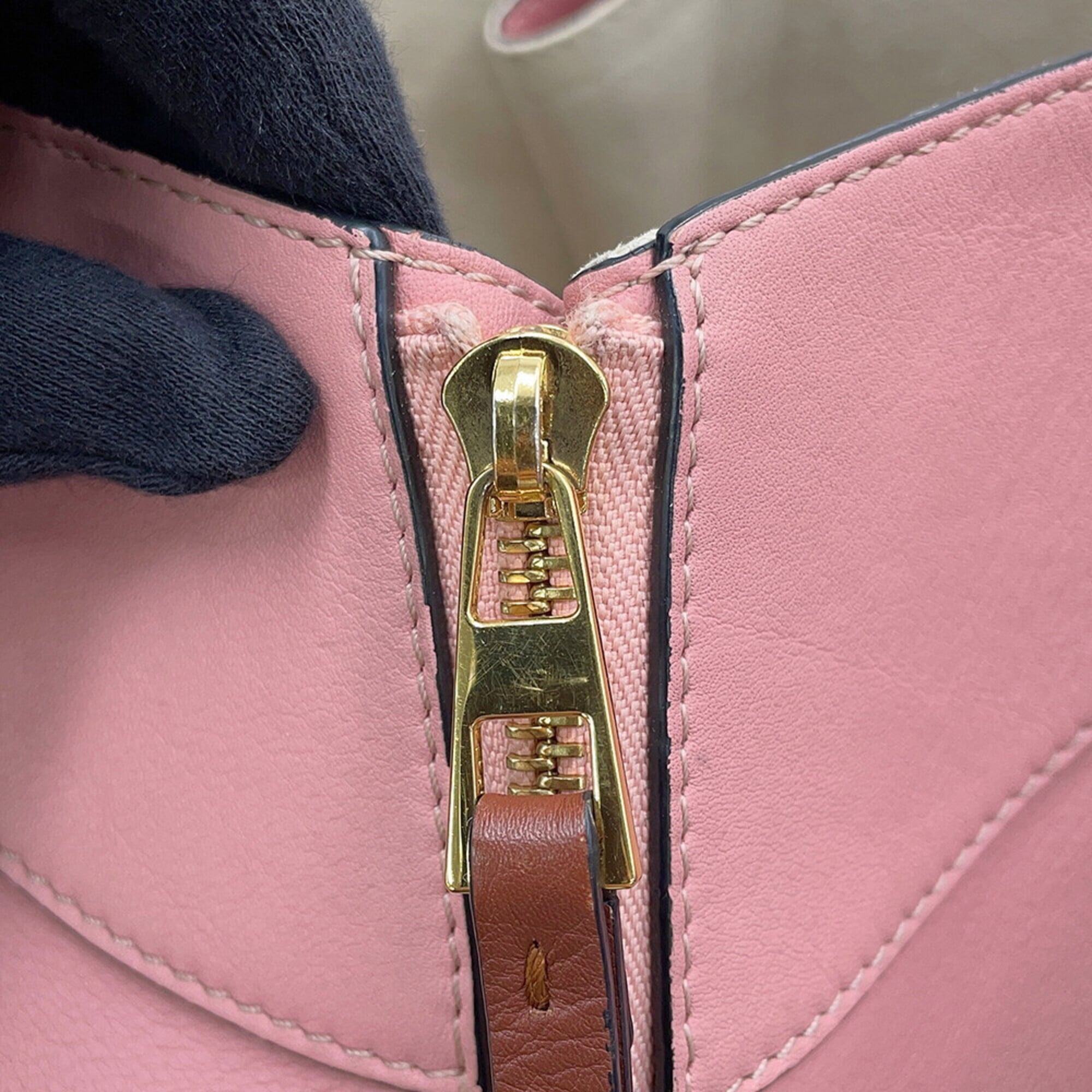Loewe Brown Pink Leather Handbag Shoulder Bag (Pre-Owned)