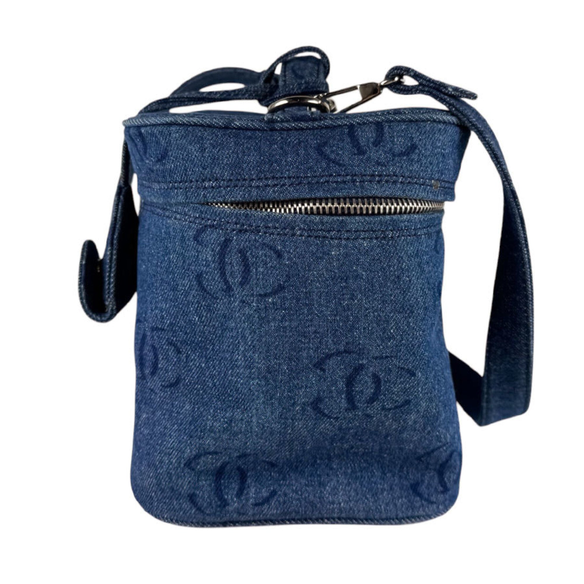 Chanel Blue Denim Shoulder Bag Vanity Bag (Pre-Owned)