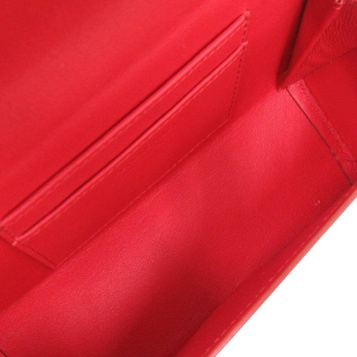 Salvatore Ferragamo Red Color Leather Clutch Bag Shoulder Bag (Pre-Owned)