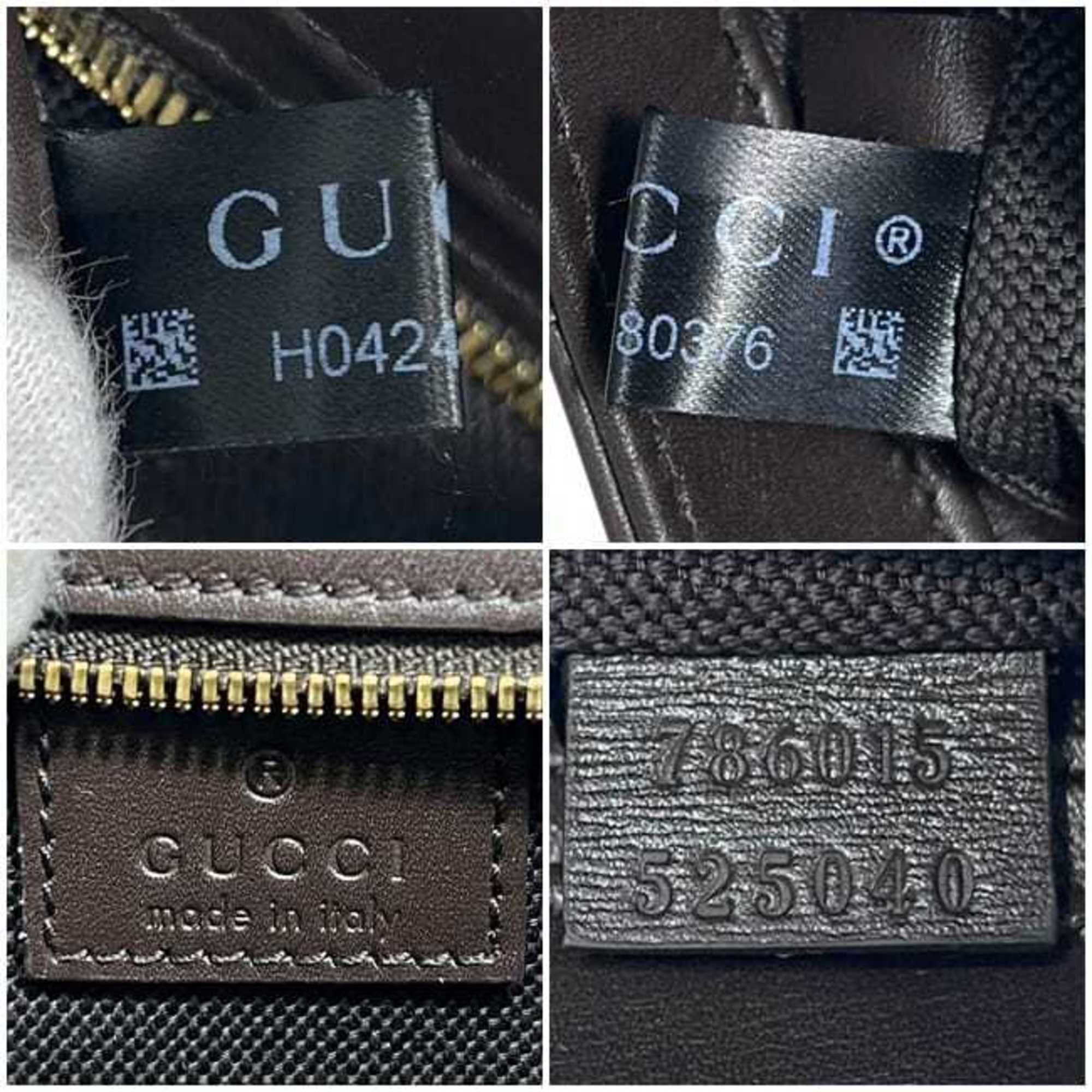 Gucci Beige Brown Canvas Leather Shoulder Bag (Pre-Owned)