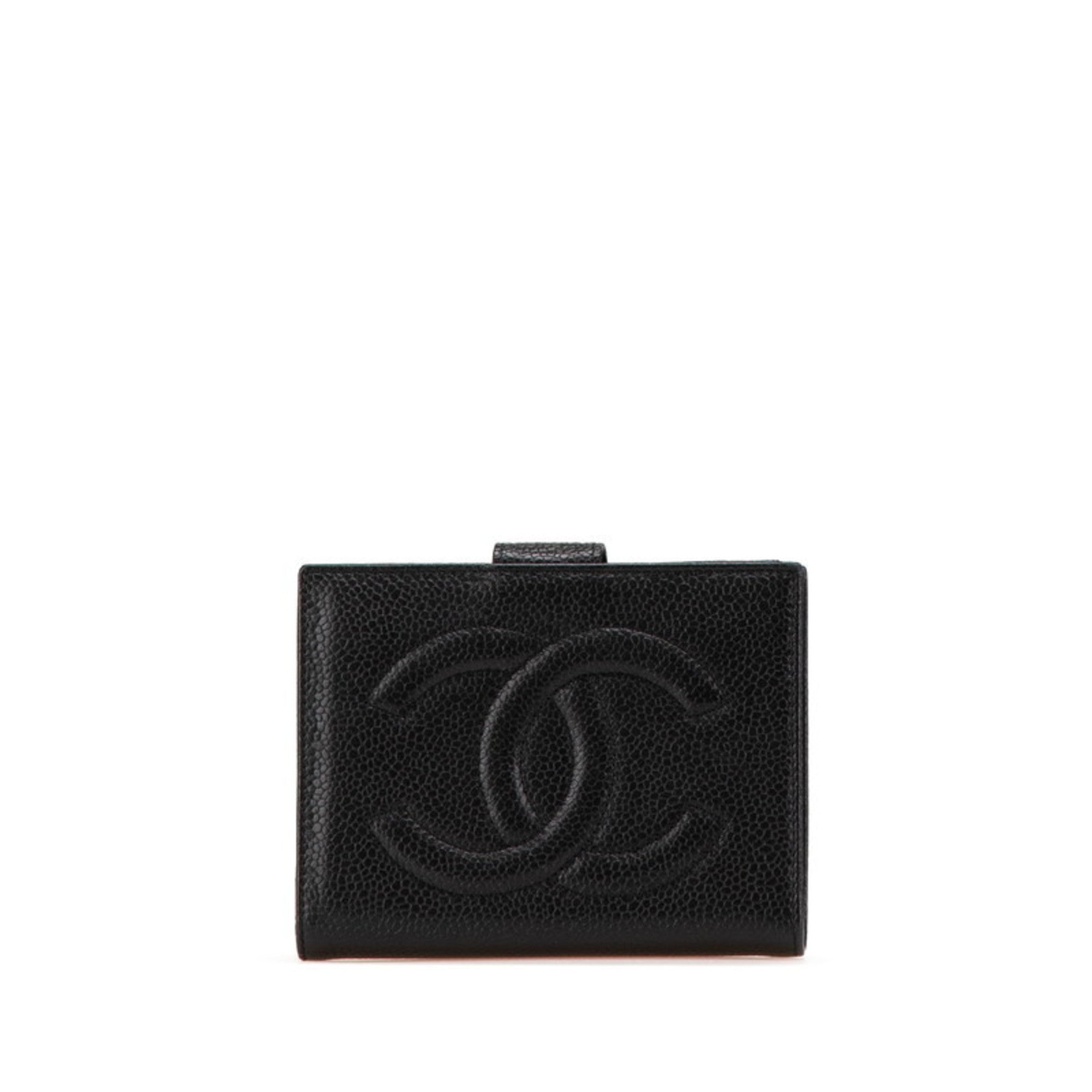 Chanel Black Grained Calfskin Wallet (Bi-Fold) (Pre-Owned)