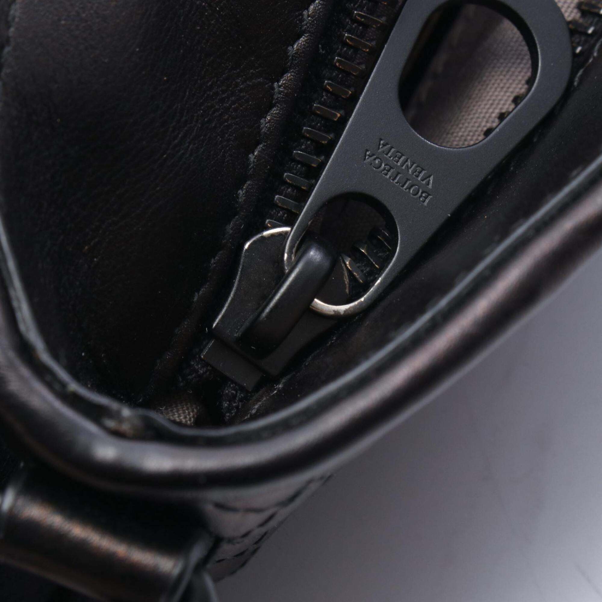 Bottega Veneta Intrecciato Black Brown Intrecciato Handbag Shoulder Bag (Pre-Owned)