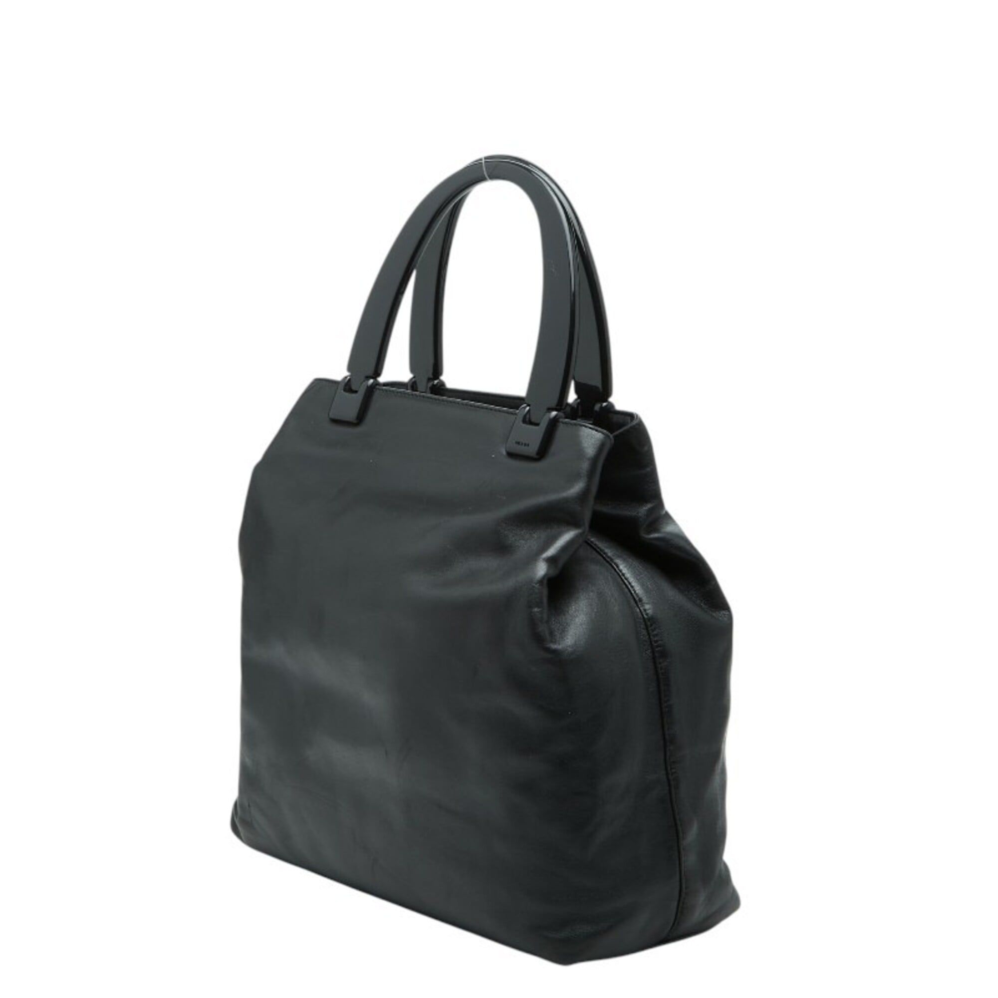 Prada Black Leather Plastic Handbag Tote Bag (Pre-Owned)