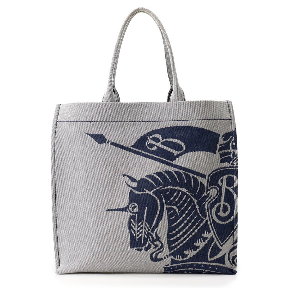 Burberry Gray Navy Canvas Handbag Tote Bag (Pre-Owned)