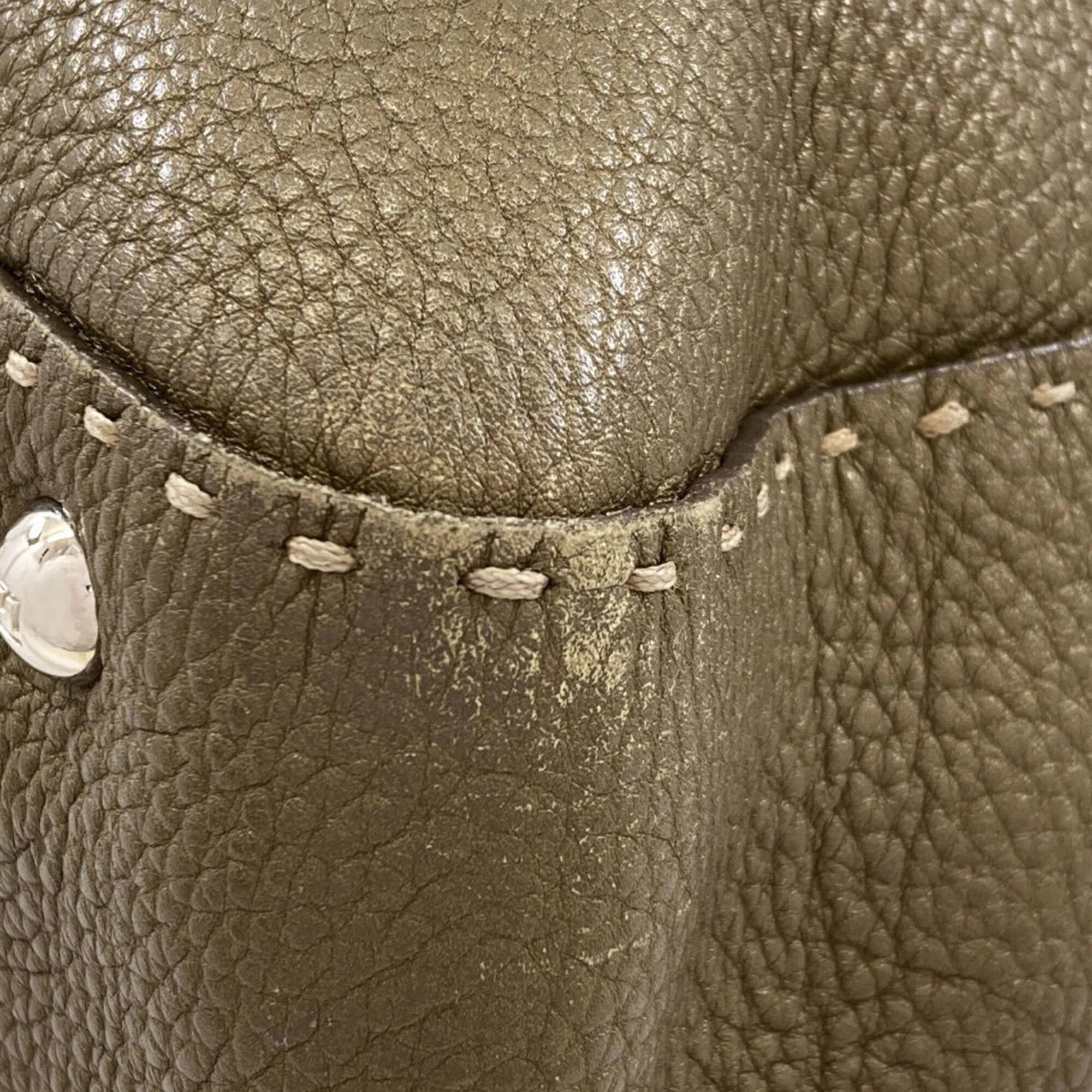 Fendi Selleria Khaki Leather Handbag (Pre-Owned)