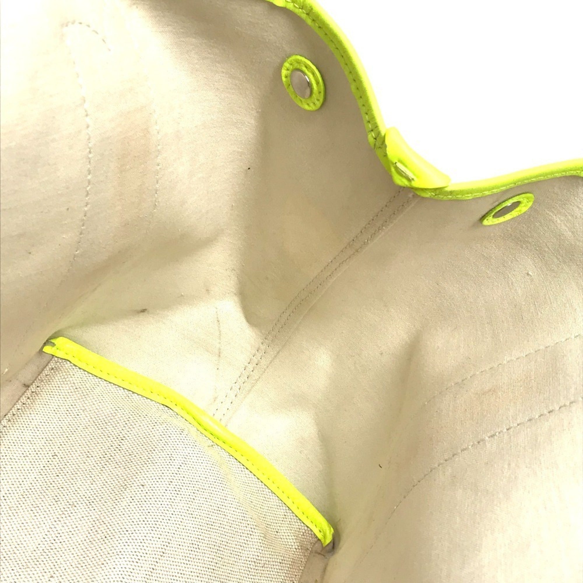 Balenciaga White Yellow Leather Canvas Handbag Tote Bag (Pre-Owned)
