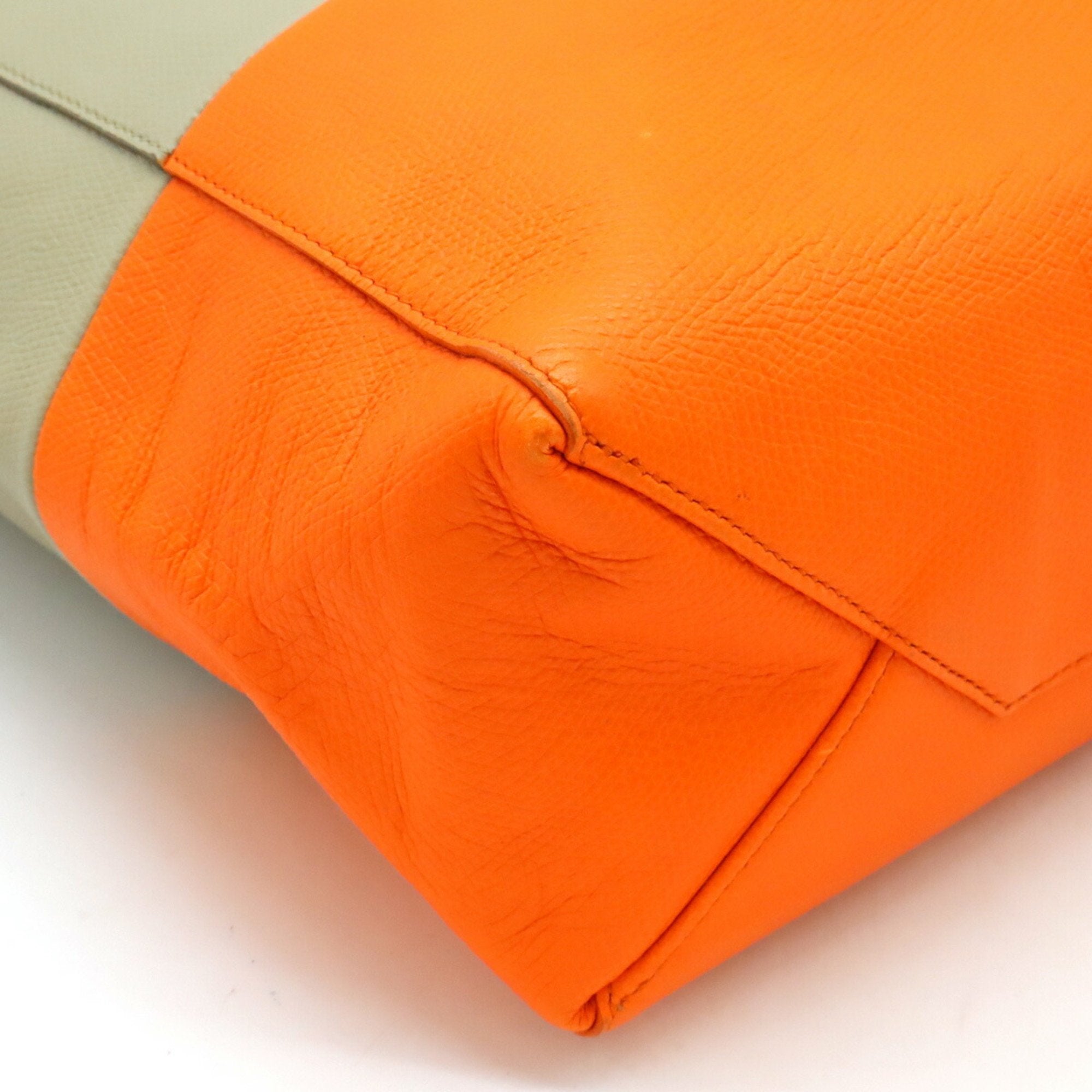 Celine Cabas Beige Orange Sand Leather Shoulder Bag Tote Bag (Pre-Owned)