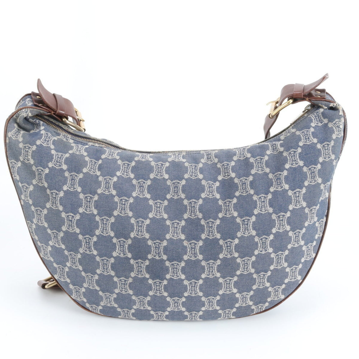 Celine Blue Leather Canvas Crossbody Bag Shoulder Bag (Pre-Owned)
