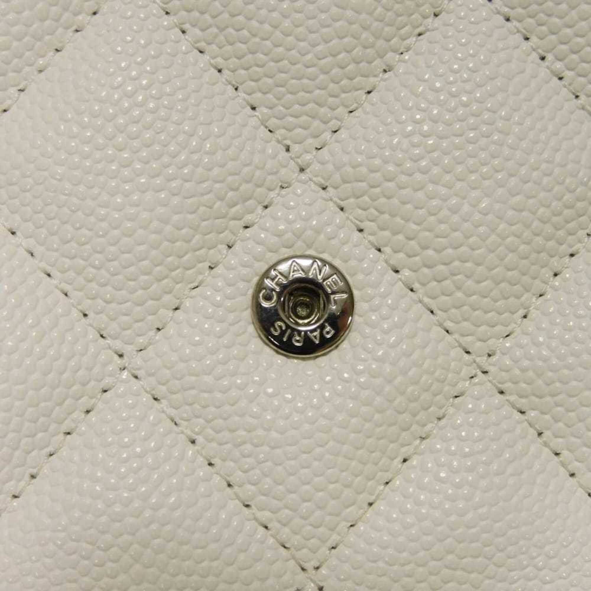 Chanel White Leather Wallet (Tri-Fold) (Pre-Owned)