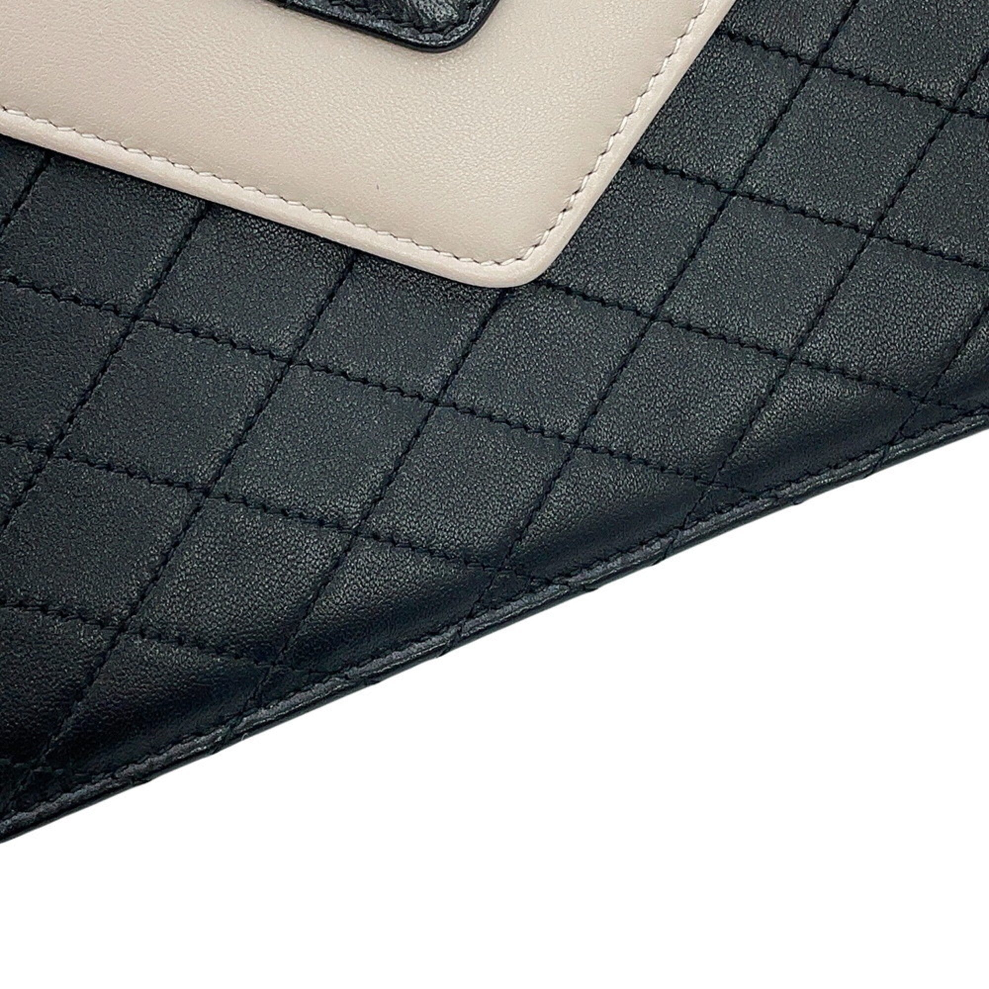 Saint Laurent Black White Leather Shoulder Bag (Pre-Owned)