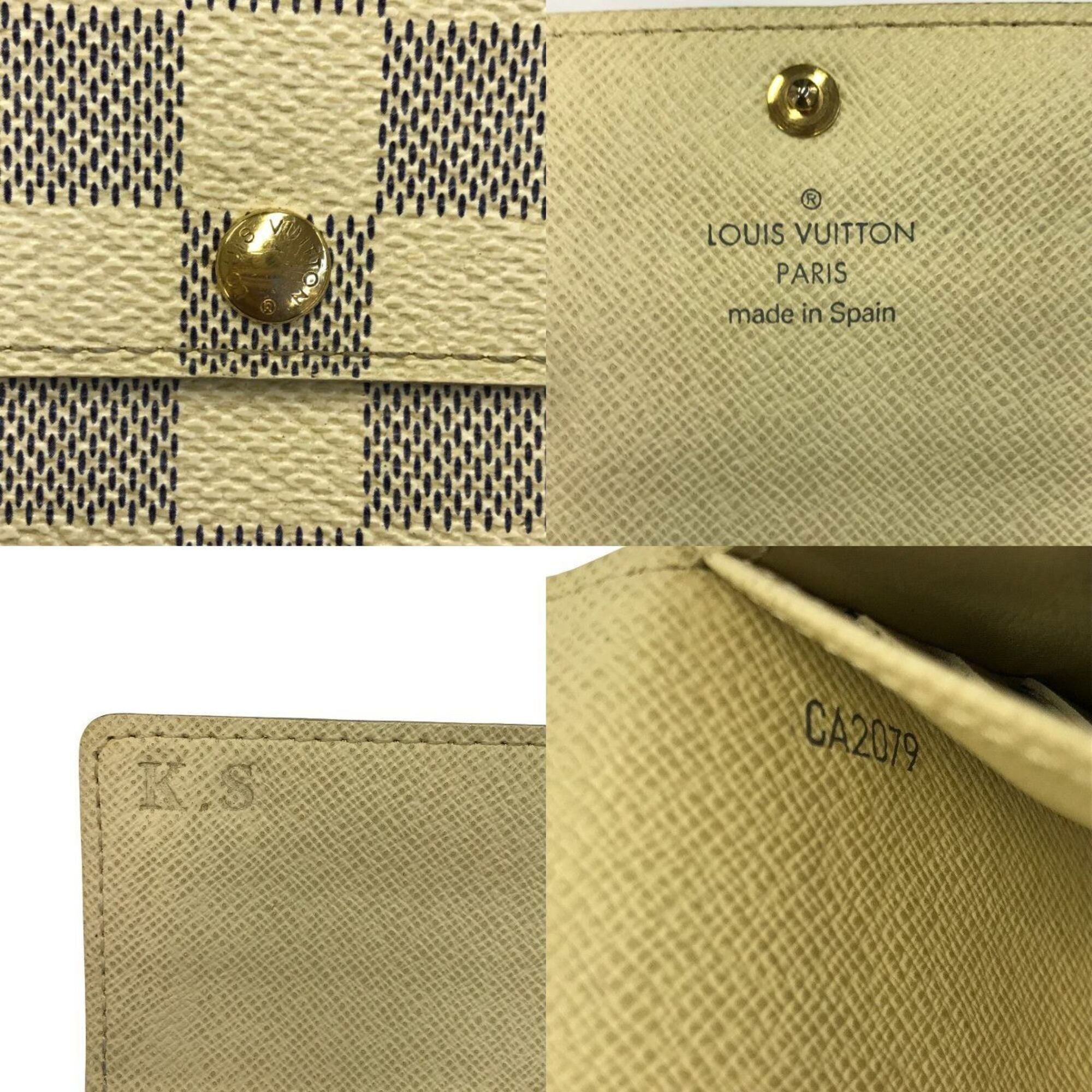 Louis Vuitton White Damier Azur Long Wallet (Tri-Fold) (Pre-Owned)