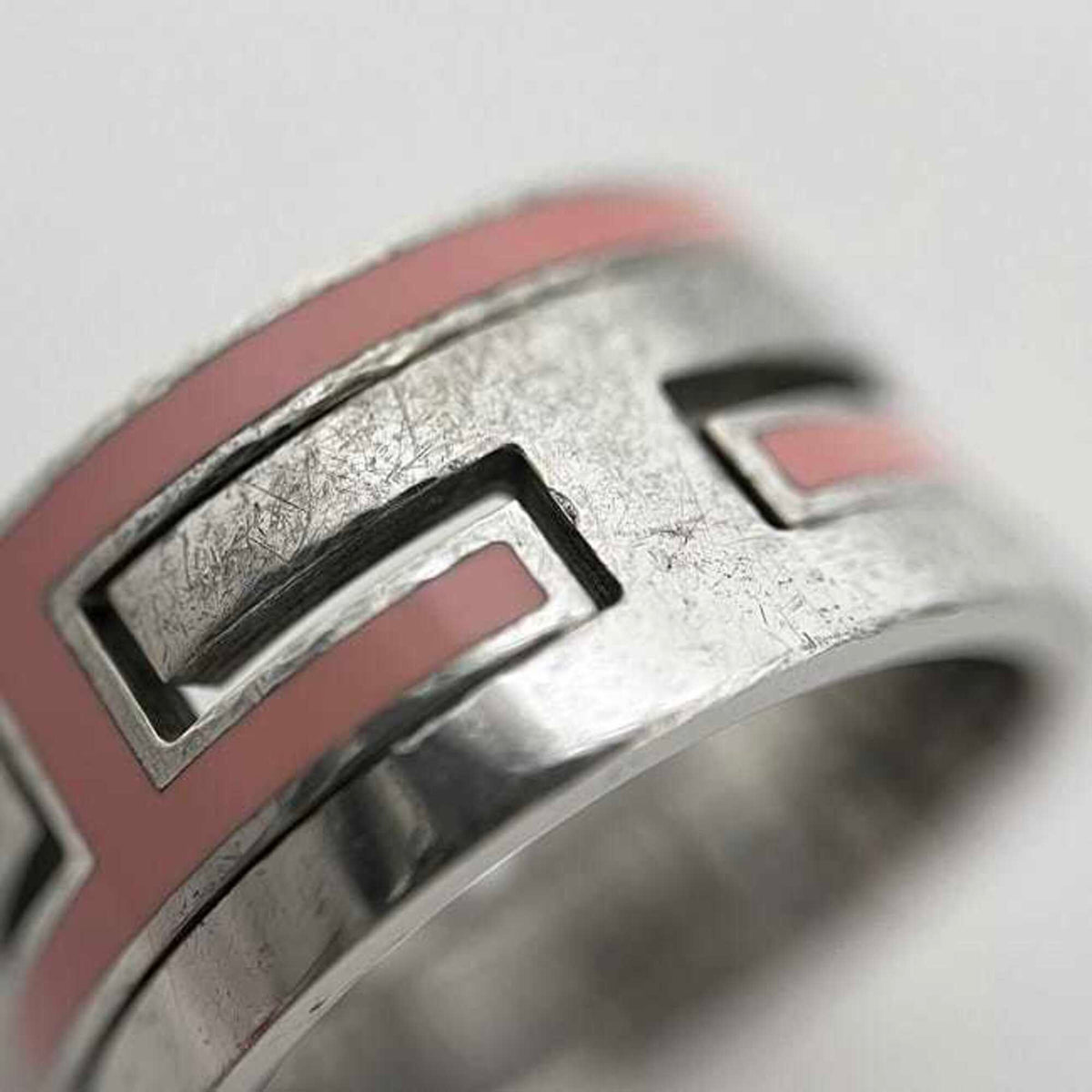 Hermes Silver Pink Silver 925 Band Ring (Pre-Owned)