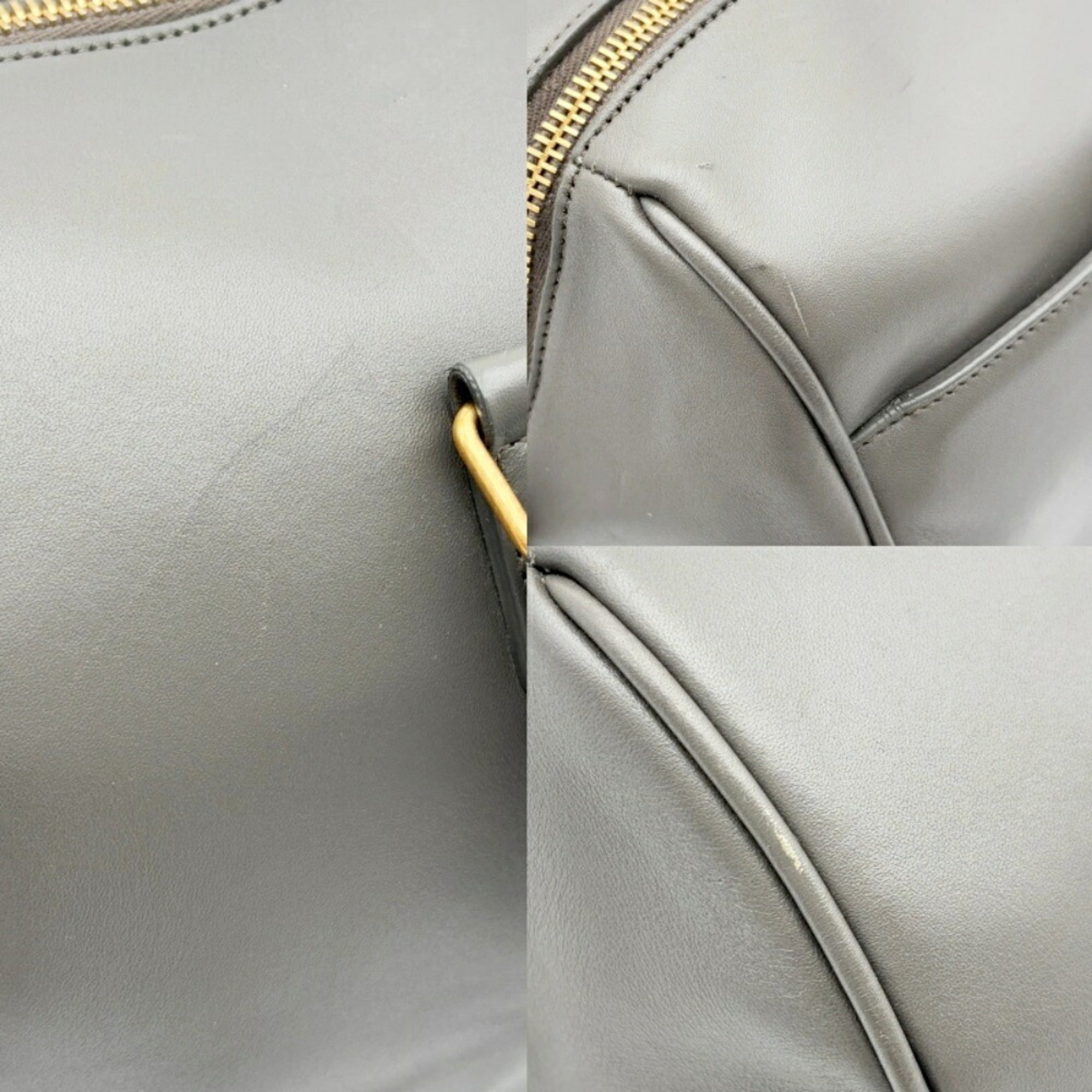 Saint Laurent Gray Leather Suede Boston Bag Shoulder Bag (Pre-Owned)