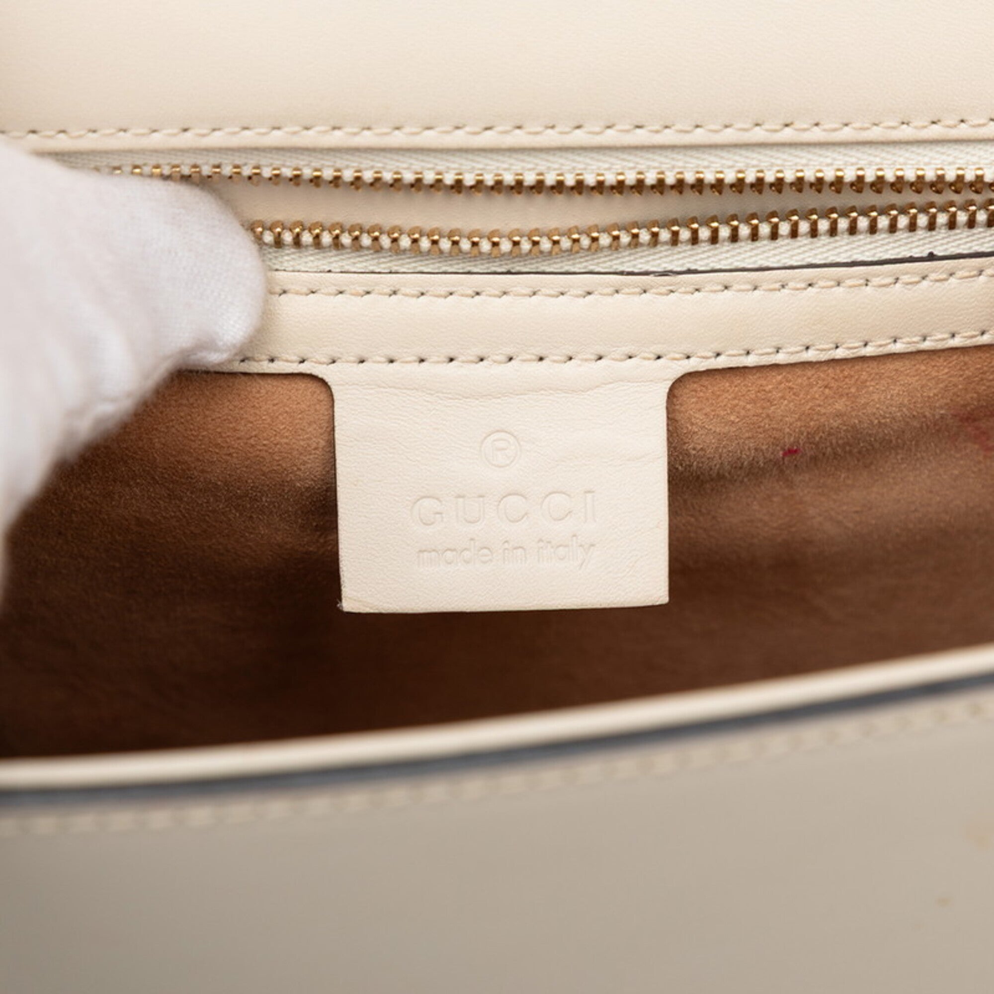 Gucci Multi-Color White Leather Shoulder Bag (Pre-Owned)