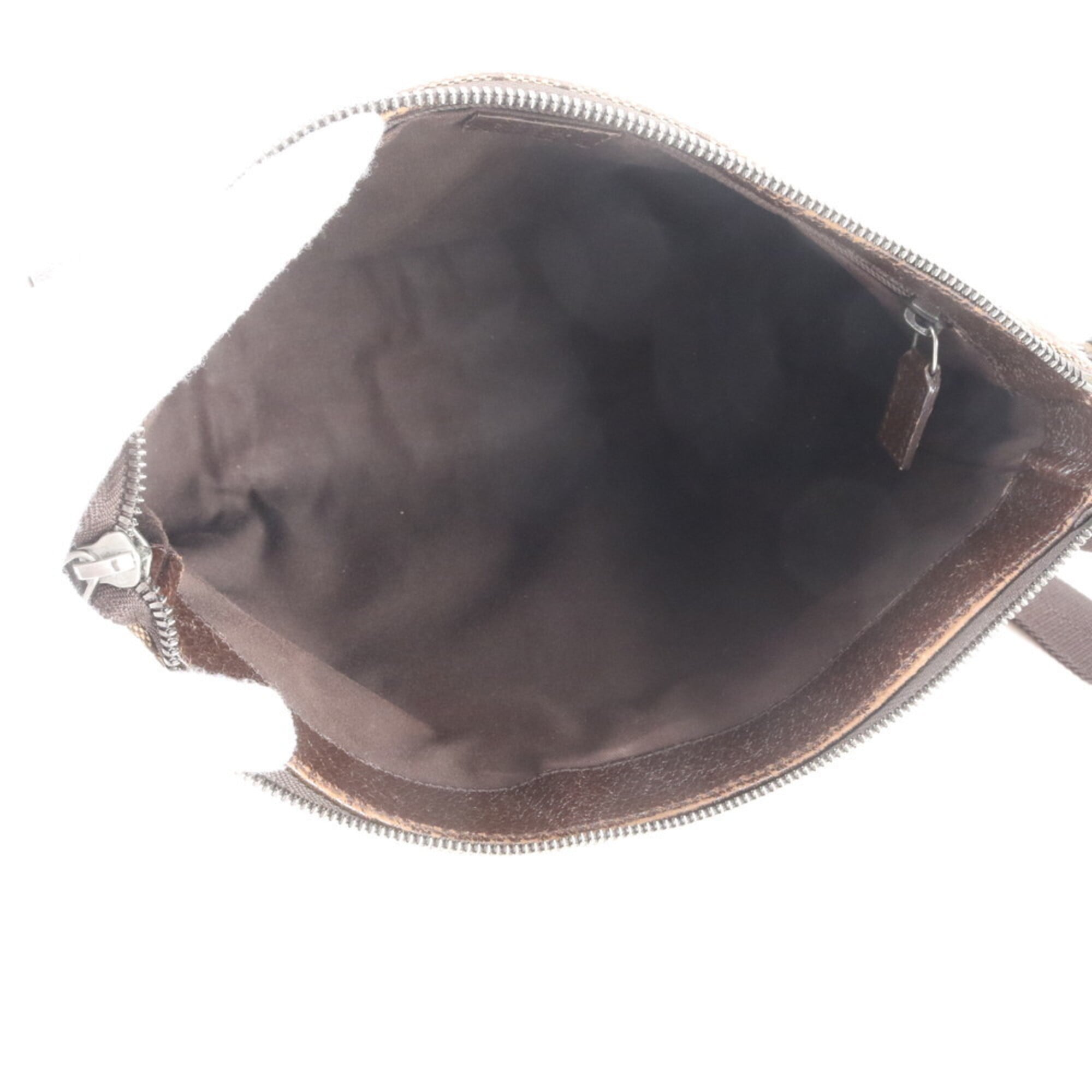 Gucci Beige Brown Leather Canvas Messenger Bag Shoulder Bag (Pre-Owned)